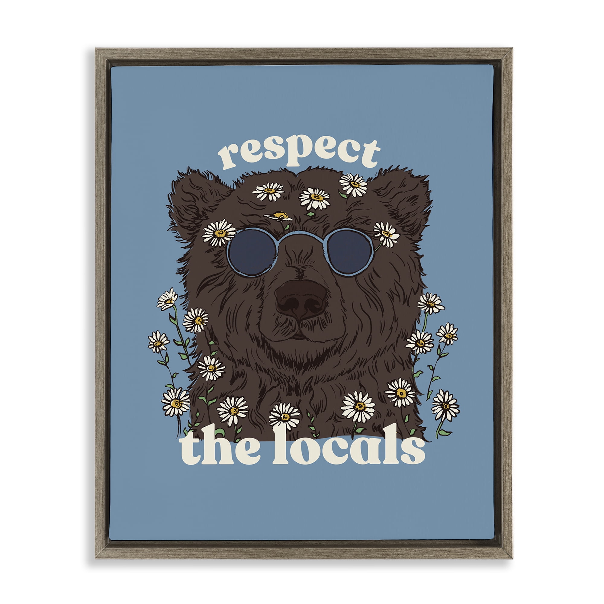 Stupell Industries Respect The Locals Bear Brown Framed Floater Canvas Wall Art, design by Two If By Sea Studios