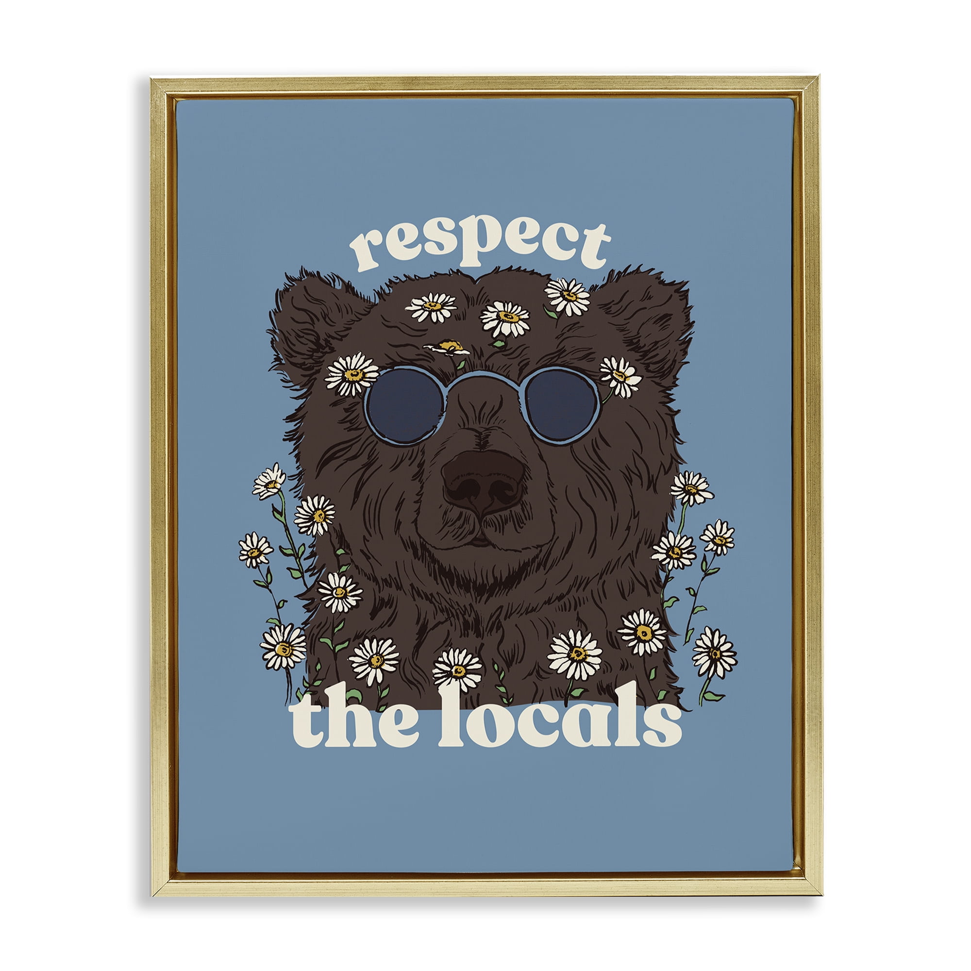 Stupell Industries Respect The Locals Bear Gold Framed Floater Canvas Wall Art, design by Two If By Sea Studios