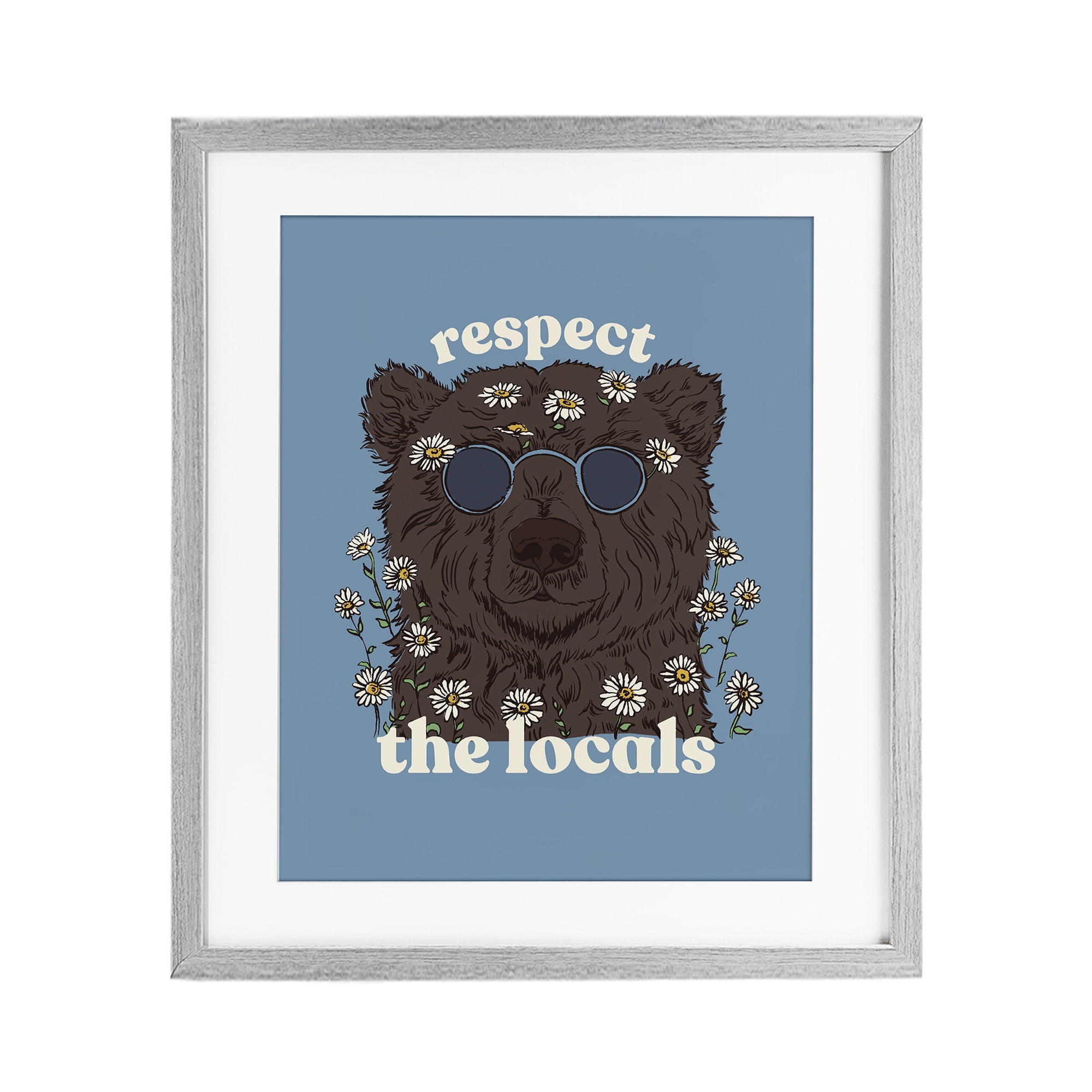 Stupell Industries Respect The Locals Bear Gray Framed Print Under Glass, design by Two If By Sea Studios