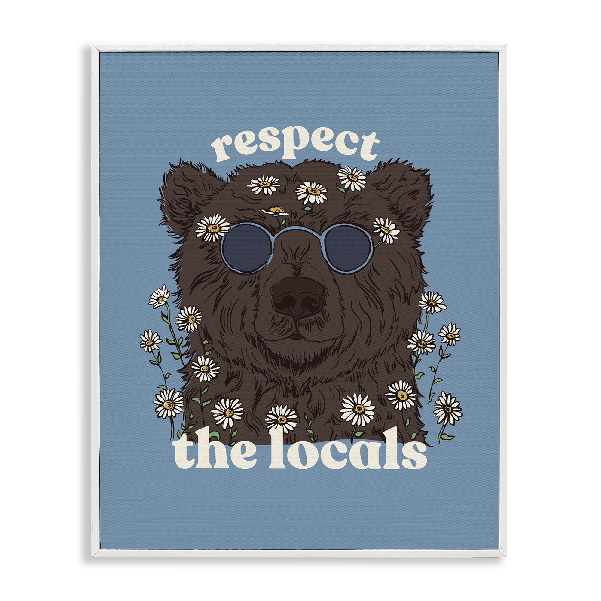 Stupell Industries Respect The Locals Bear White Framed Giclee Art, design by Two If By Sea Studios