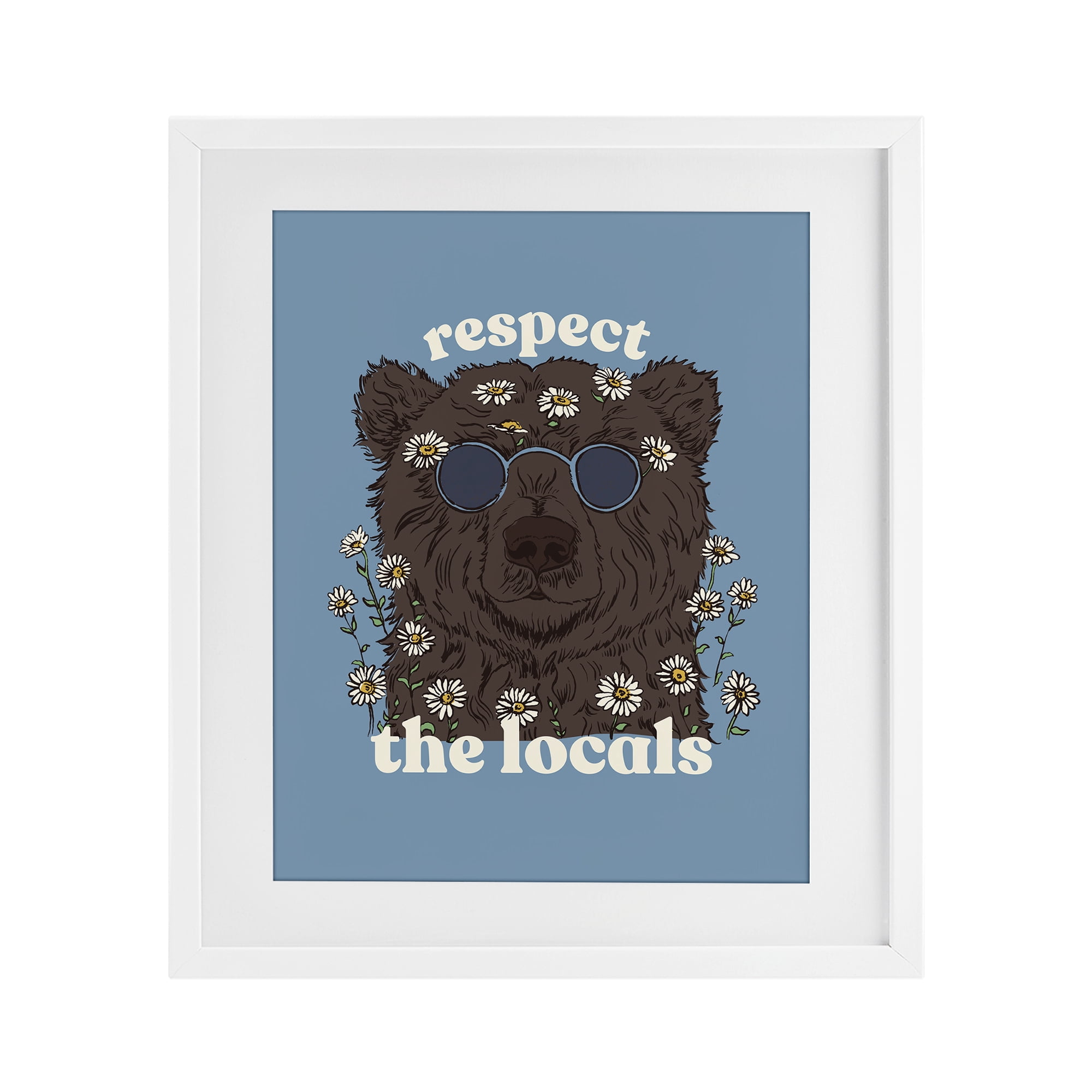 Stupell Industries Respect The Locals Bear White Framed Print Under Glass, design by Two If By Sea Studios