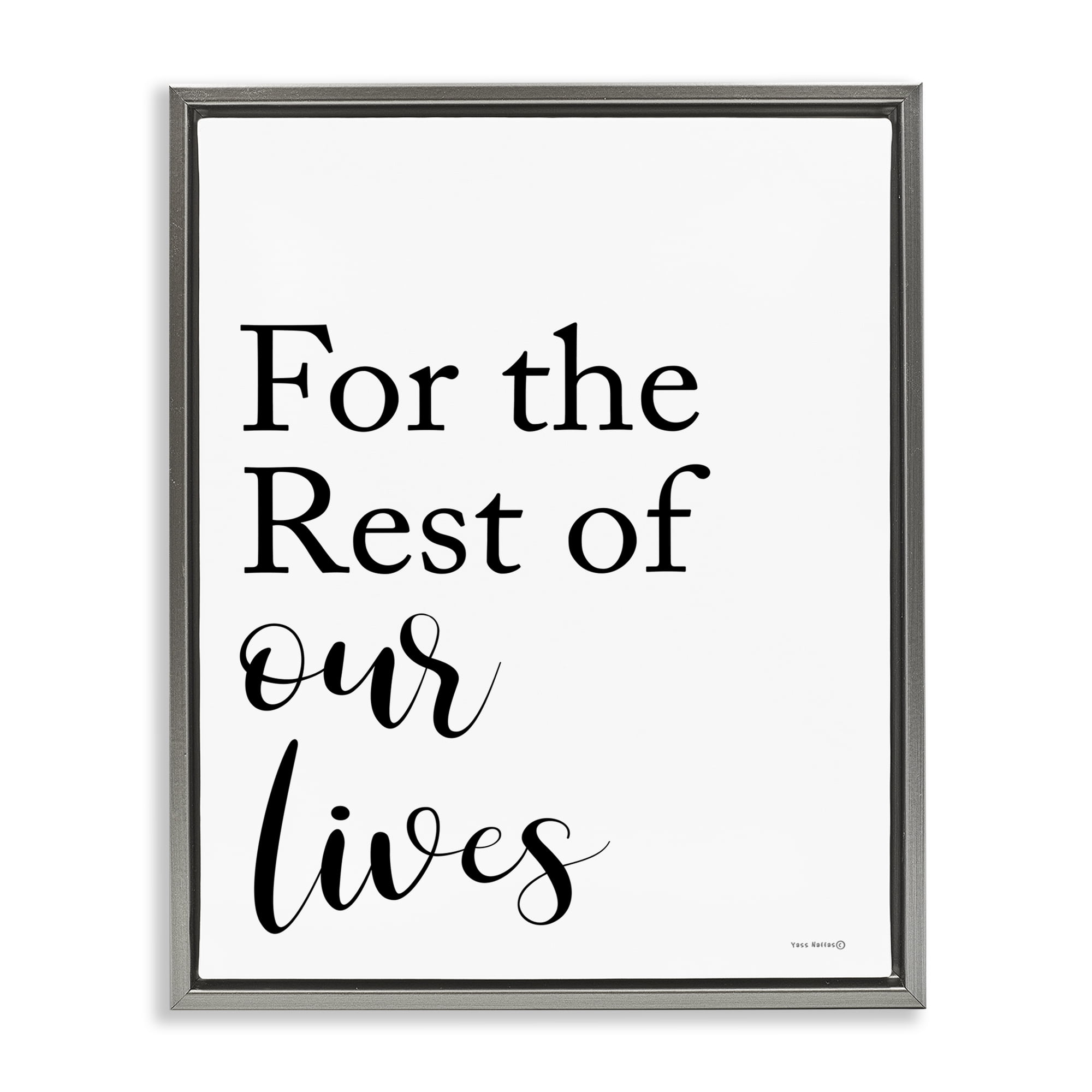 Stupell Industries Rest Of Our Lives Text & Numbers Painting Gray Floater Framed Canvas Art Print Wall Art, 25 x 31