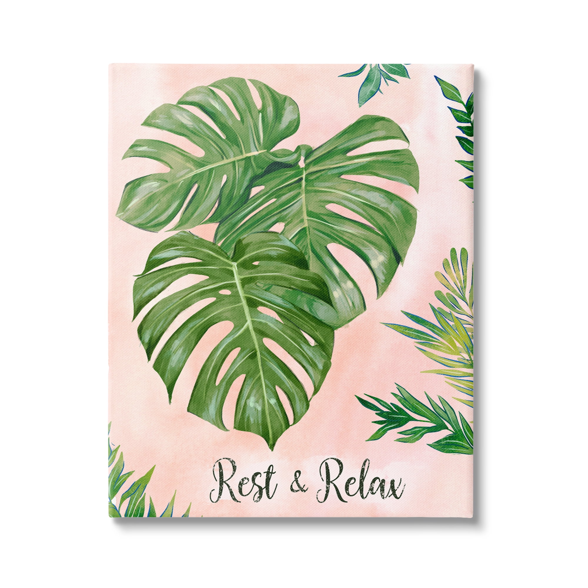 Rest & Relax Pink Tropical Monstera Plant Leaves by Ziwei Li Stupell Industries Size: 36" W x 48" H Format: Wrapped Canvas