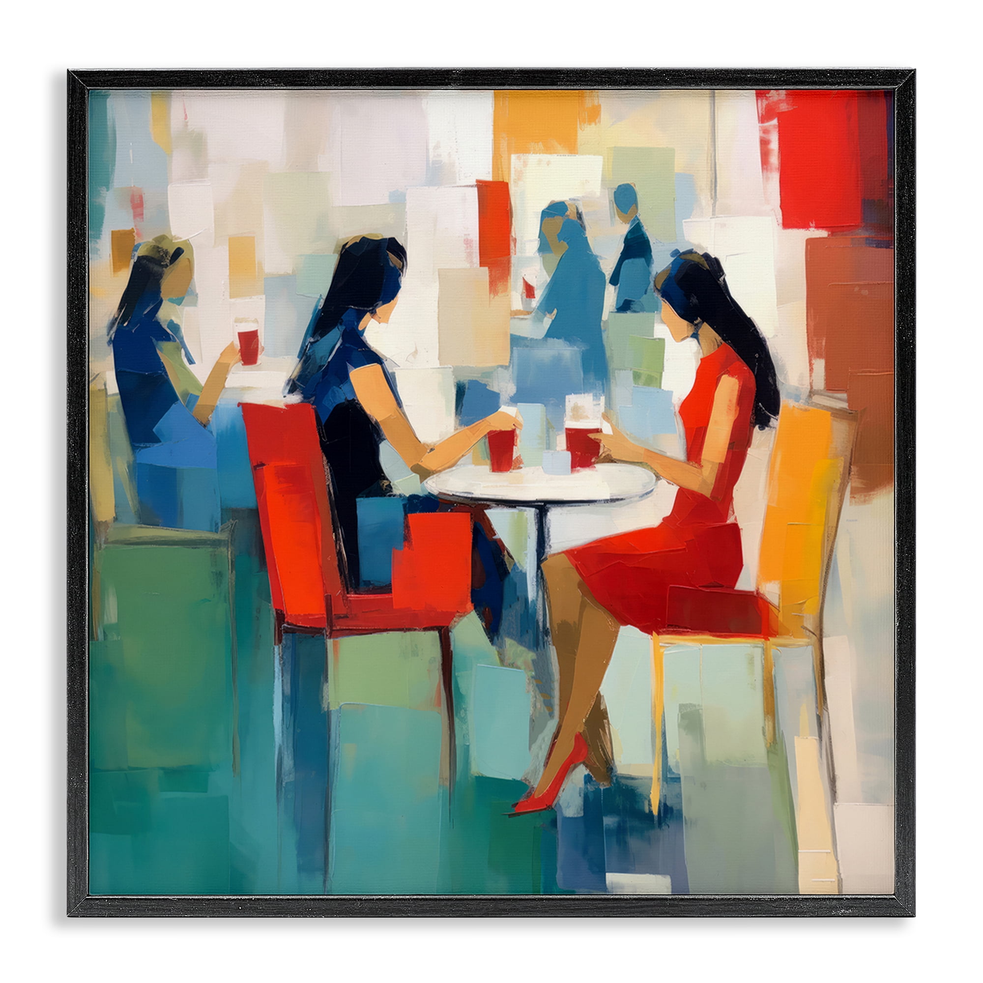 Stupell Industries Restaurant View Abstraction People Painting Black Framed Art Print Wall Art, 24 x 24