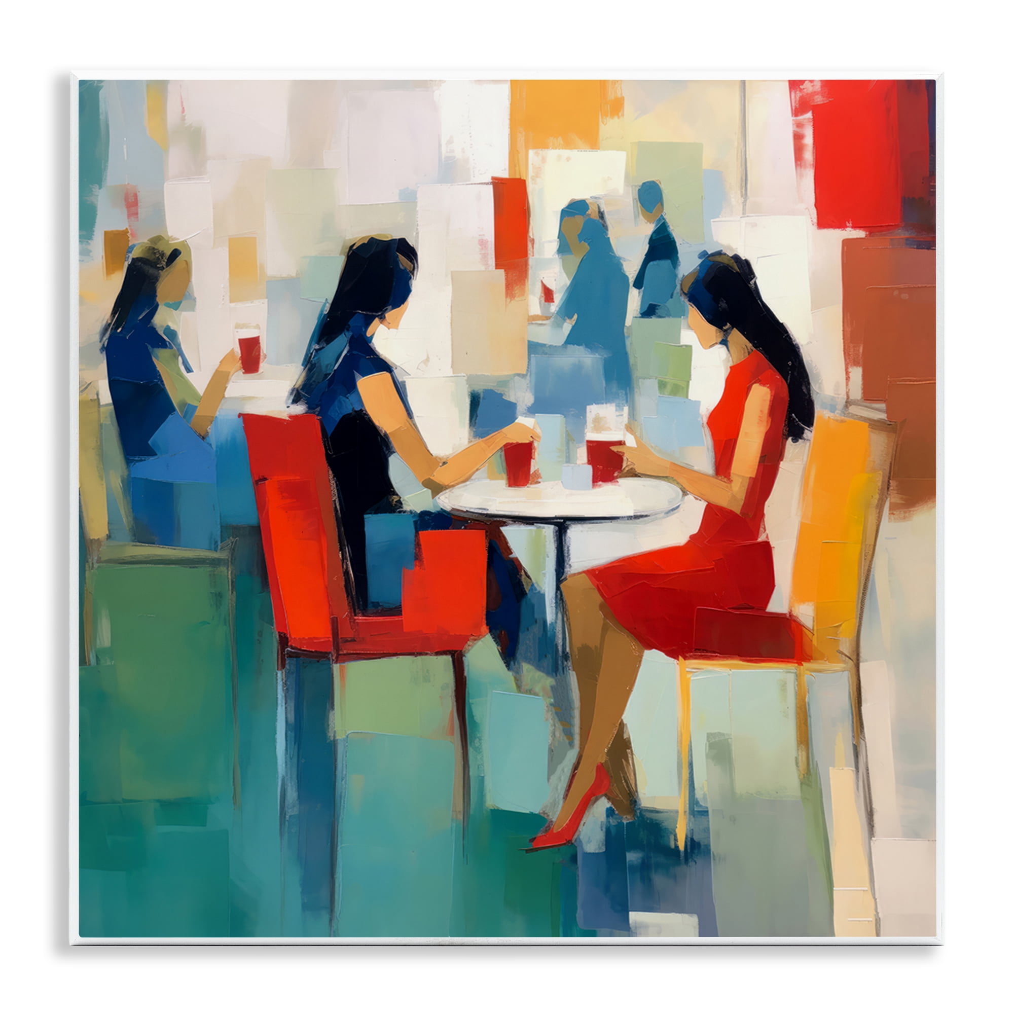 Stupell Industries Restaurant View Abstraction People Painting Unframed Art Print Wall Art, 12 x 12