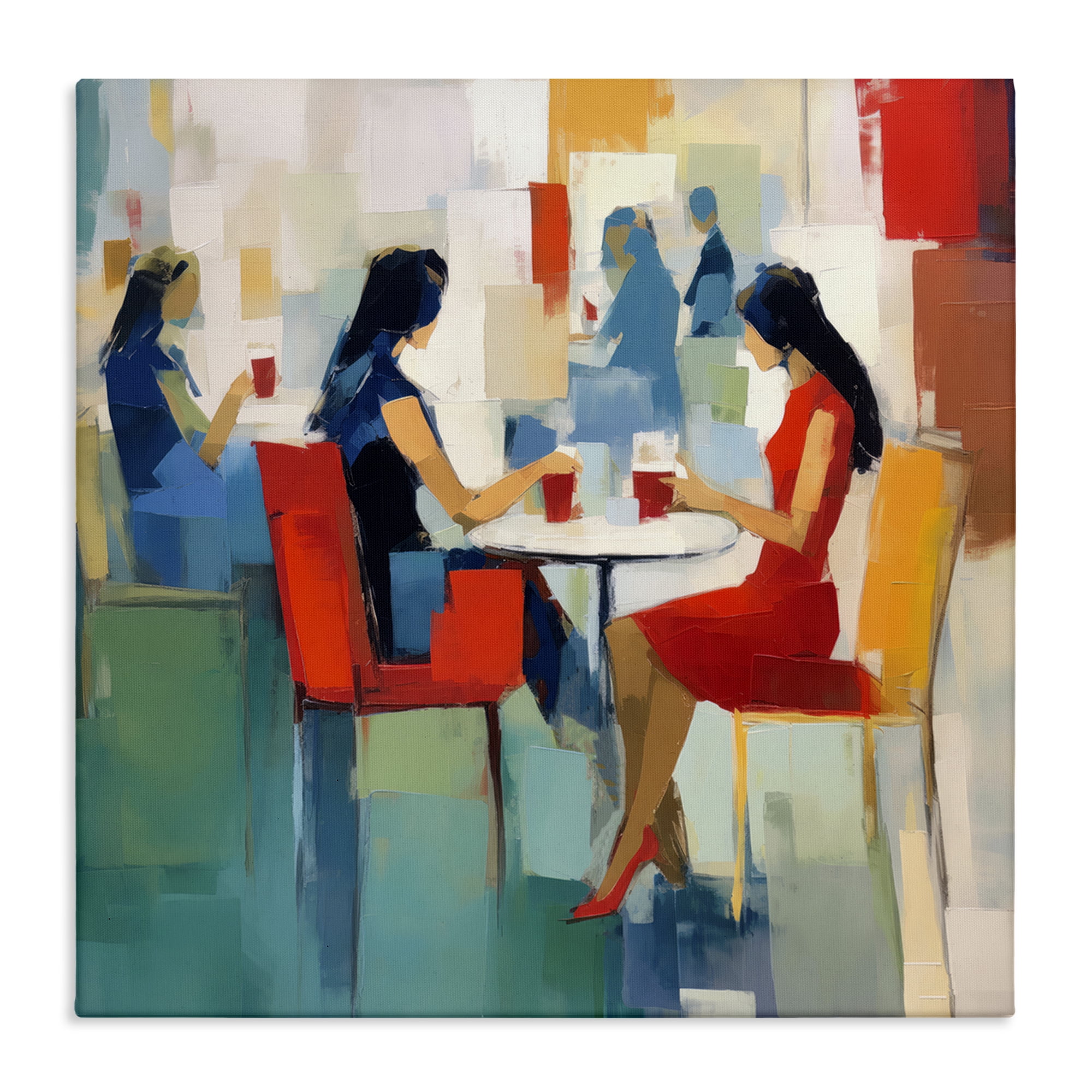 Stupell Industries Restaurant View Abstraction People Painting Wrapped Canvas Art Print Wall Art, 24 x 24