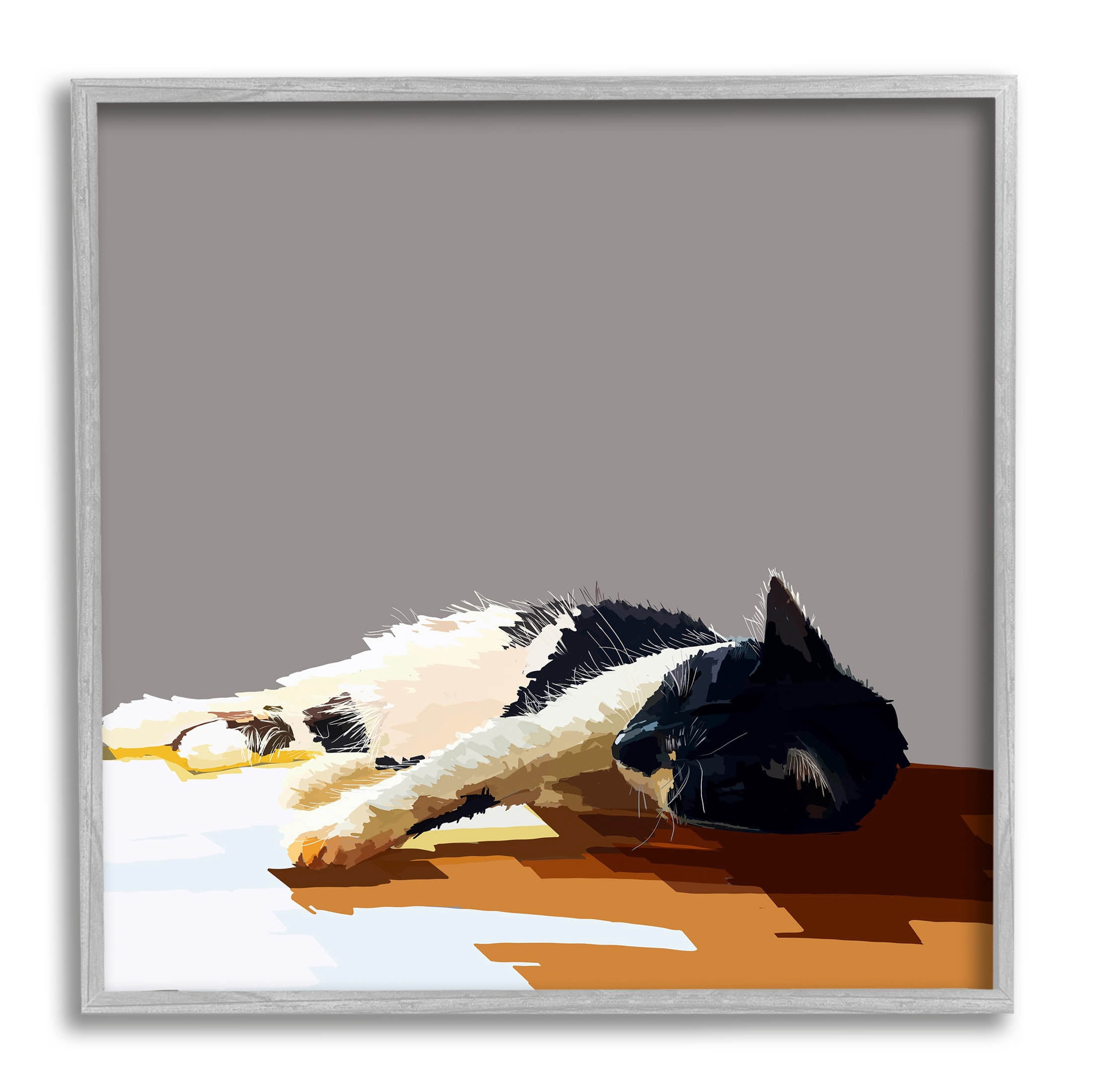 Stupell Industries Restful Cat Lying Down in Sunlight Graphic Art Gray Framed Art Print Wall Art, Design by Emily Kalina