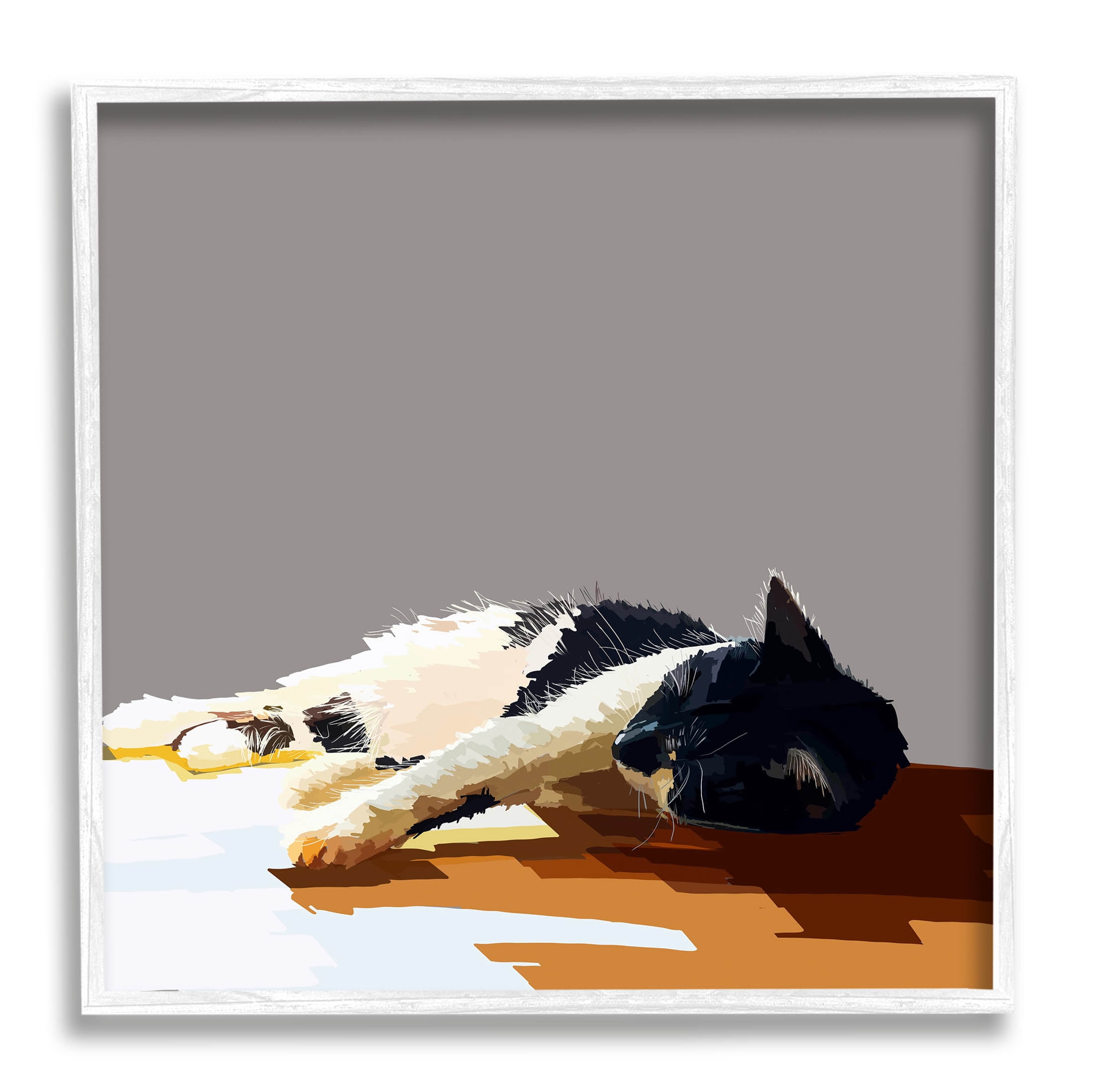 Stupell Industries Restful Cat Lying Down in Sunlight Graphic Art White Framed Art Print Wall Art, Design by Emily Kalina