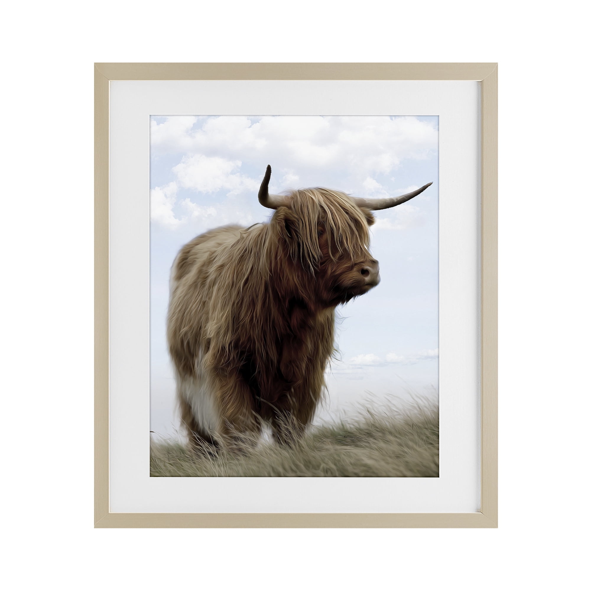 Stupell Industries Restful Look Highland Cattle Birch Framed Print Under Glass, design by Marcus Prime