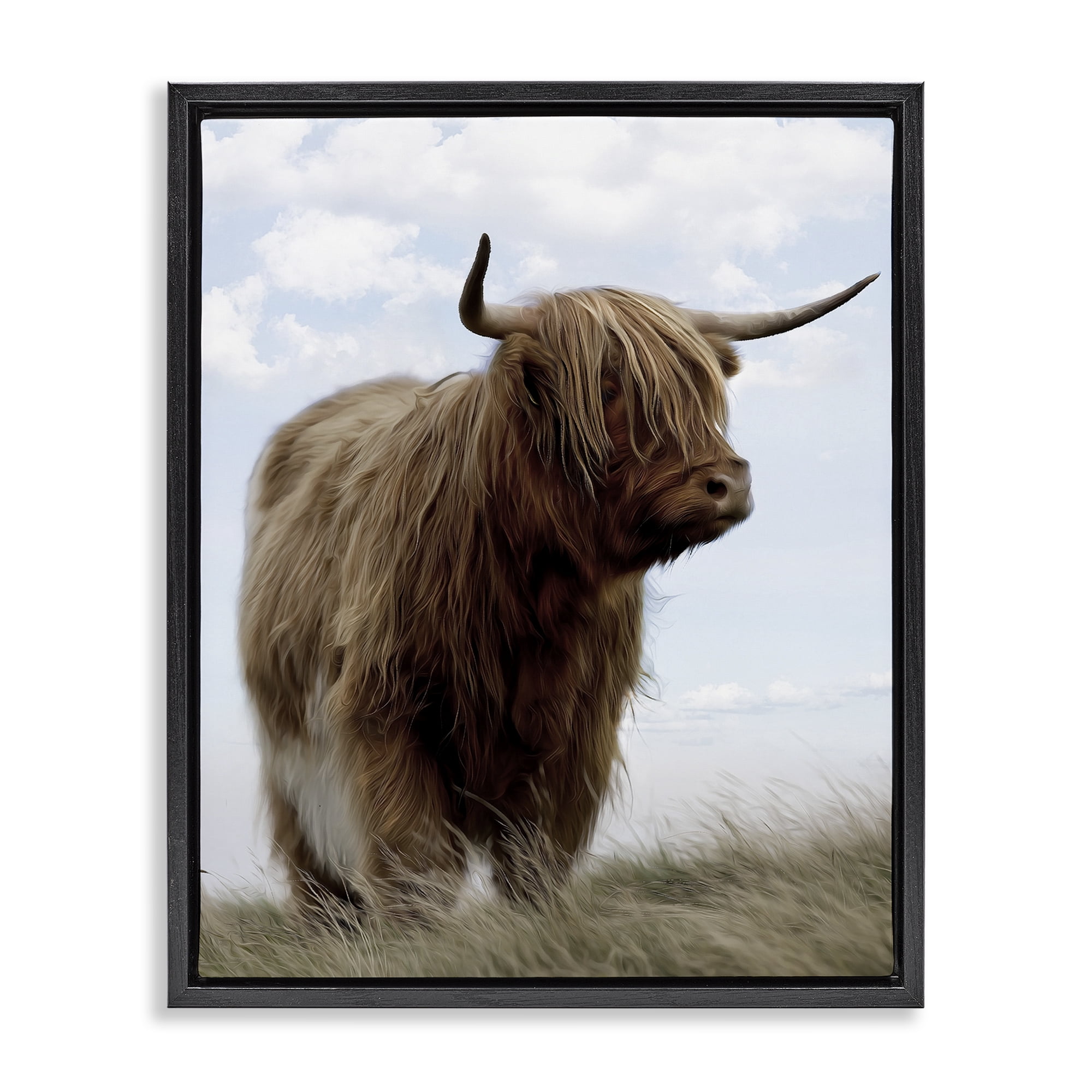 Stupell Industries Restful Look Highland Cattle Black Framed Floater Canvas Wall Art, design by Marcus Prime