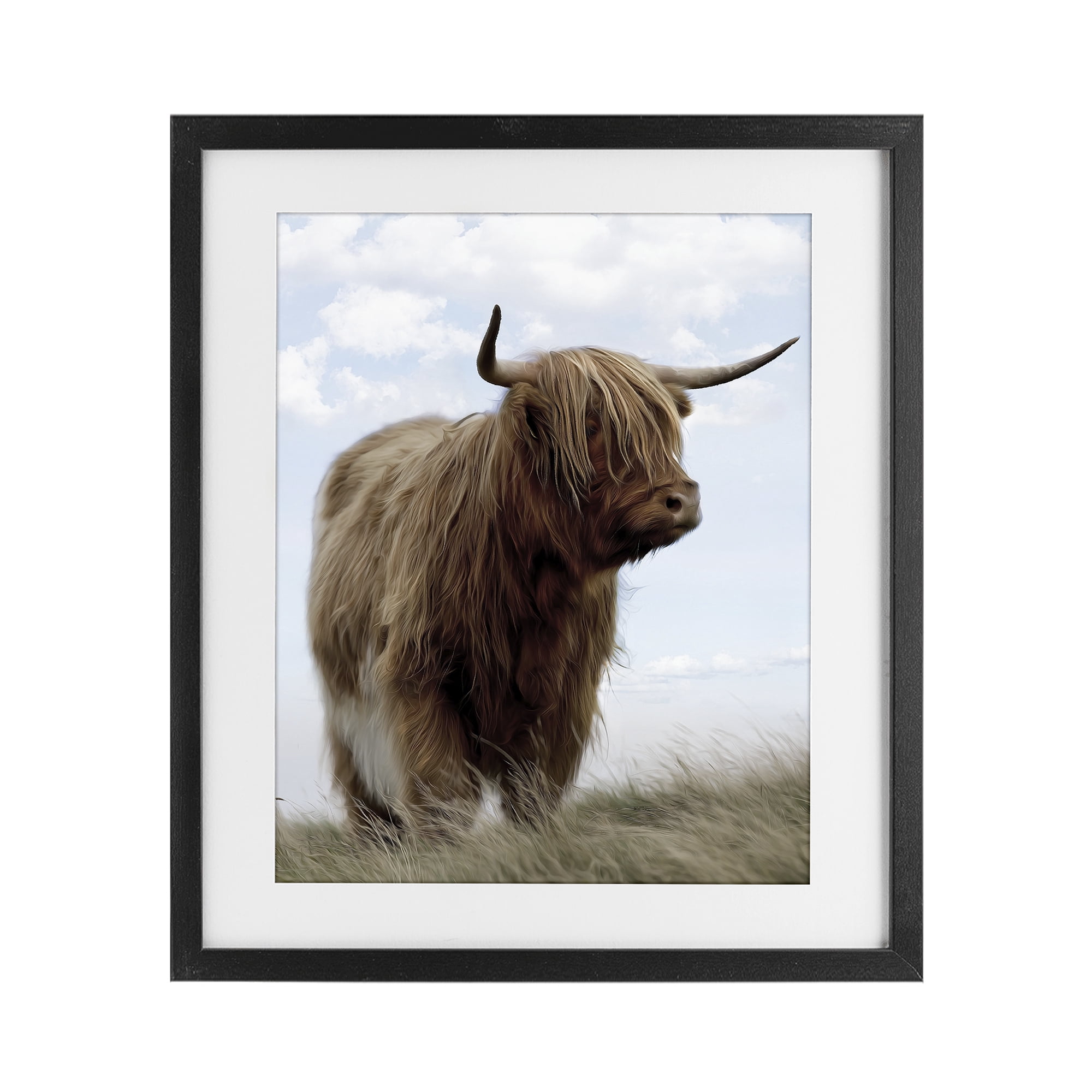 Stupell Industries Restful Look Highland Cattle Black Framed Print Under Glass, design by Marcus Prime