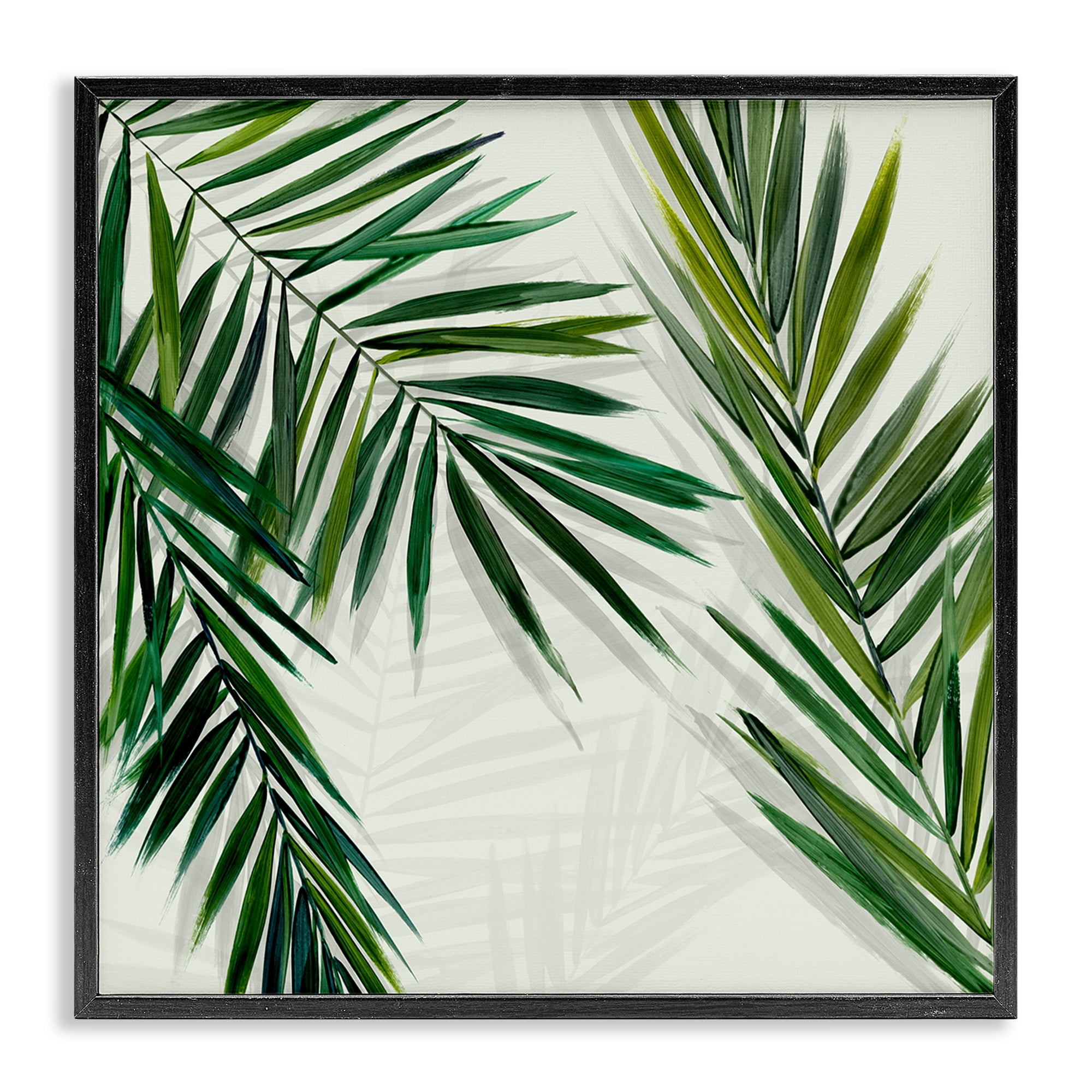 Stupell Industries Restful Palms with Shadows Plants & Flowers Painting Black Framed Art Print Wall Art, 17 x 17