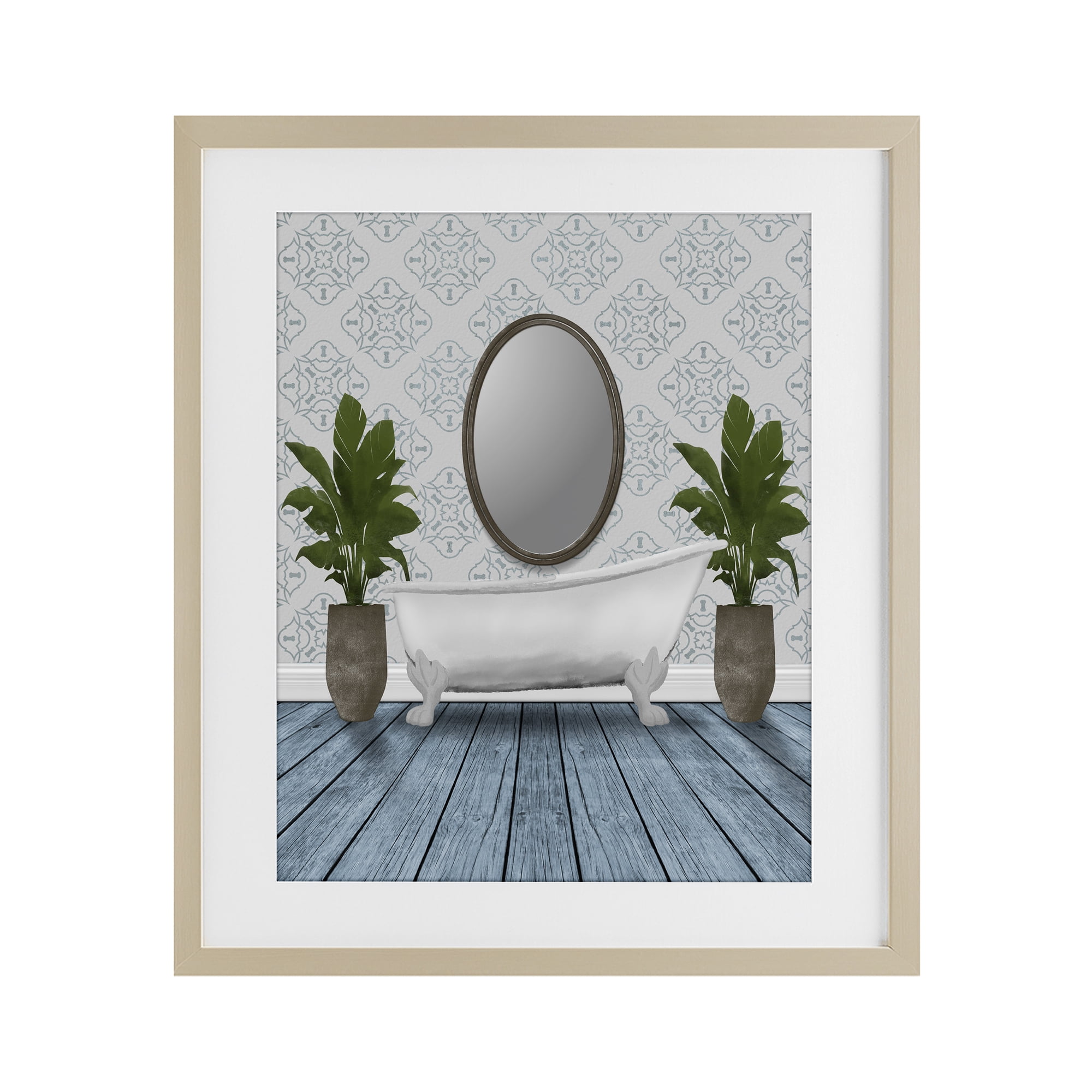 Stupell Industries Restful Wash Bathtub Birch Framed Print Under Glass, design by Marcus Prime