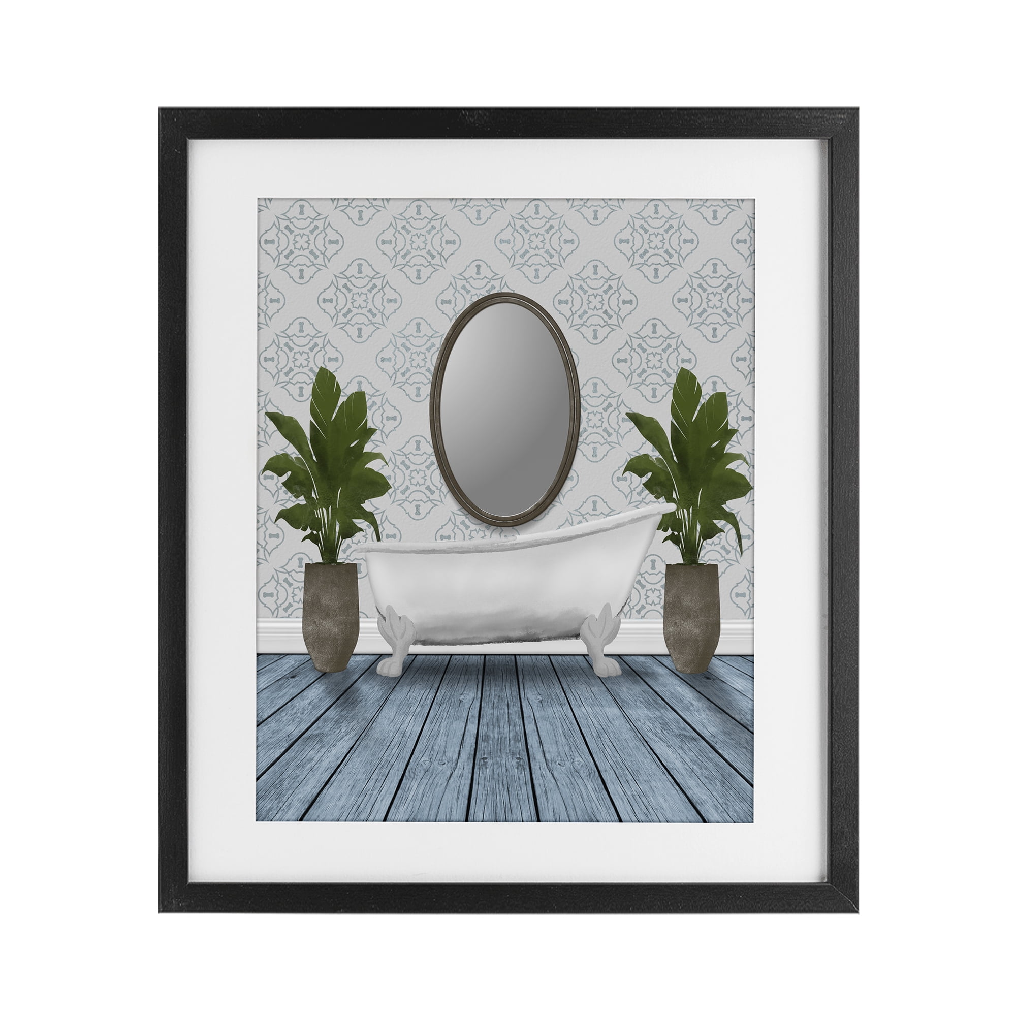Stupell Industries Restful Wash Bathtub Black Framed Print Under Glass, design by Marcus Prime