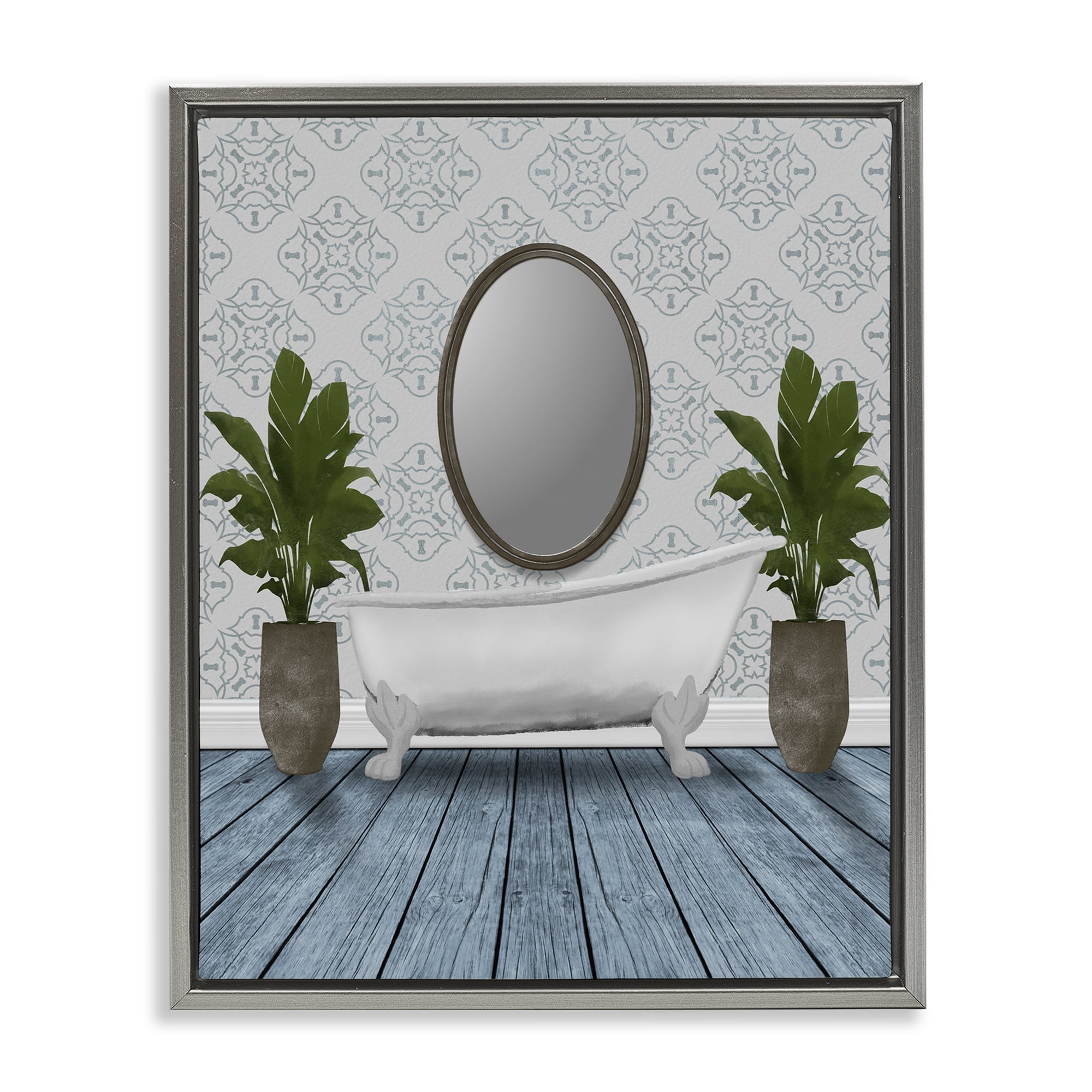 Stupell Industries Restful Wash Bathtub Gray Framed Floater Canvas Wall Art, design by Marcus Prime