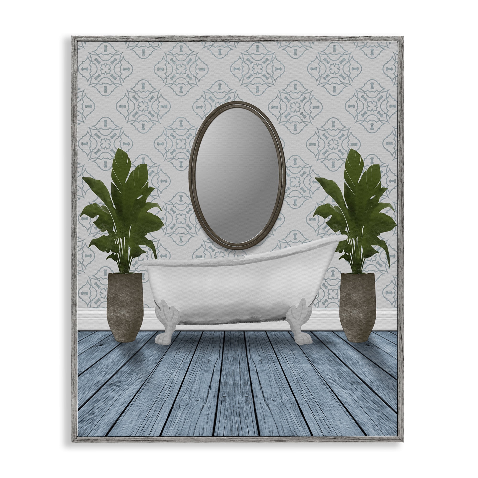 Stupell Industries Restful Wash Bathtub Gray Framed Giclee Art, design by Marcus Prime