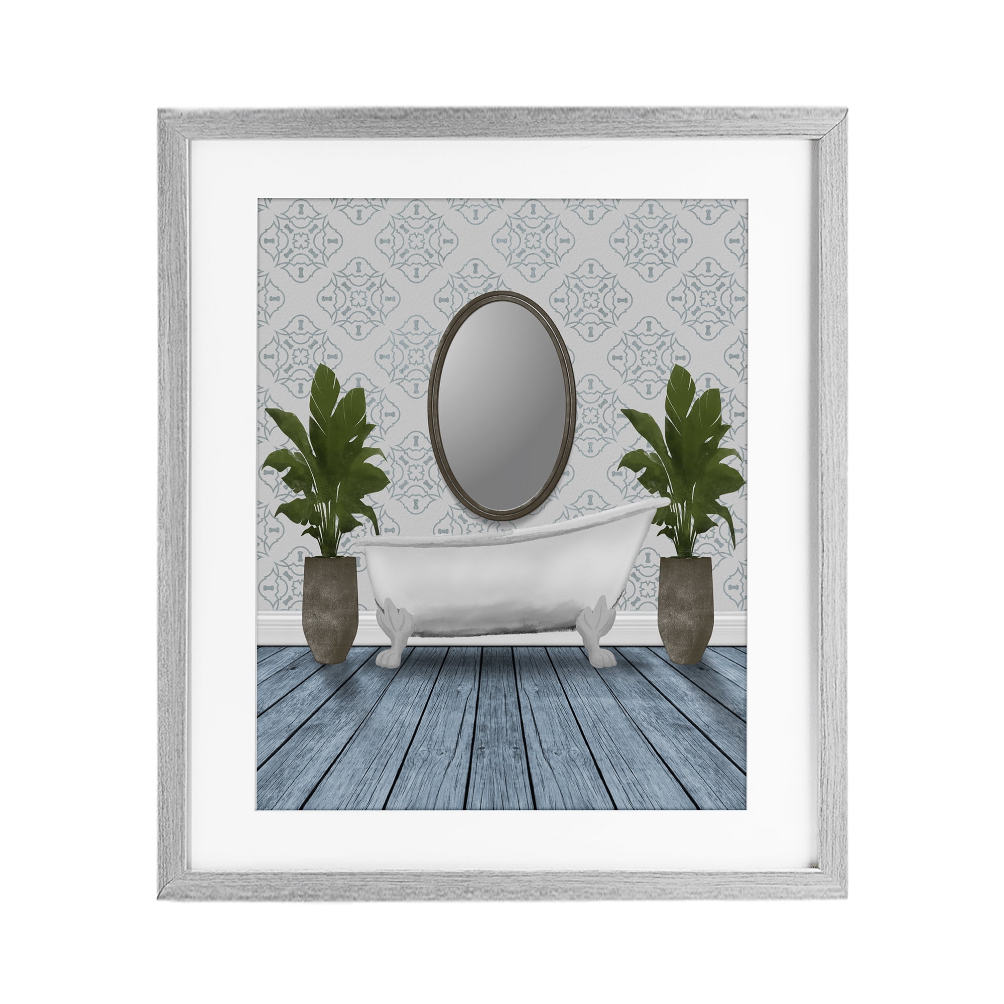 Stupell Industries Restful Wash Bathtub Gray Framed Print Under Glass, design by Marcus Prime