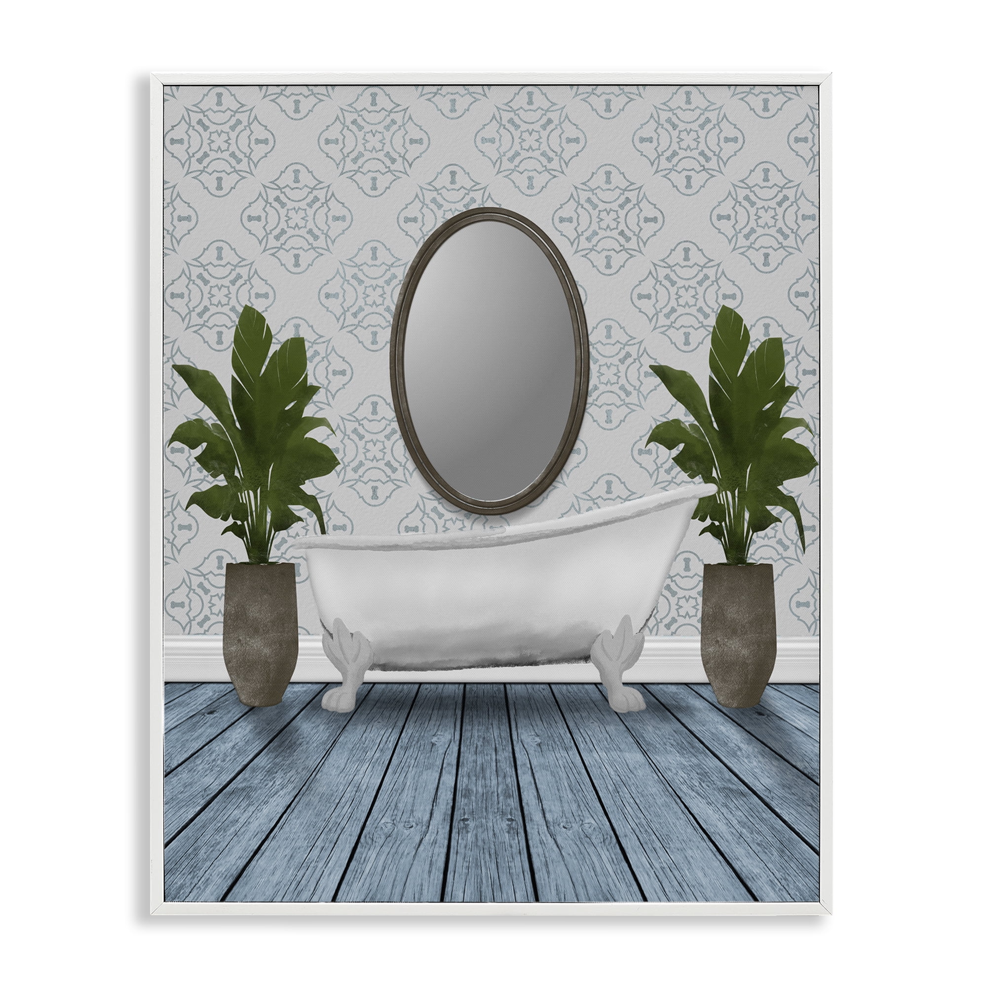 Stupell Industries Restful Wash Bathtub White Framed Giclee Art, design by Marcus Prime