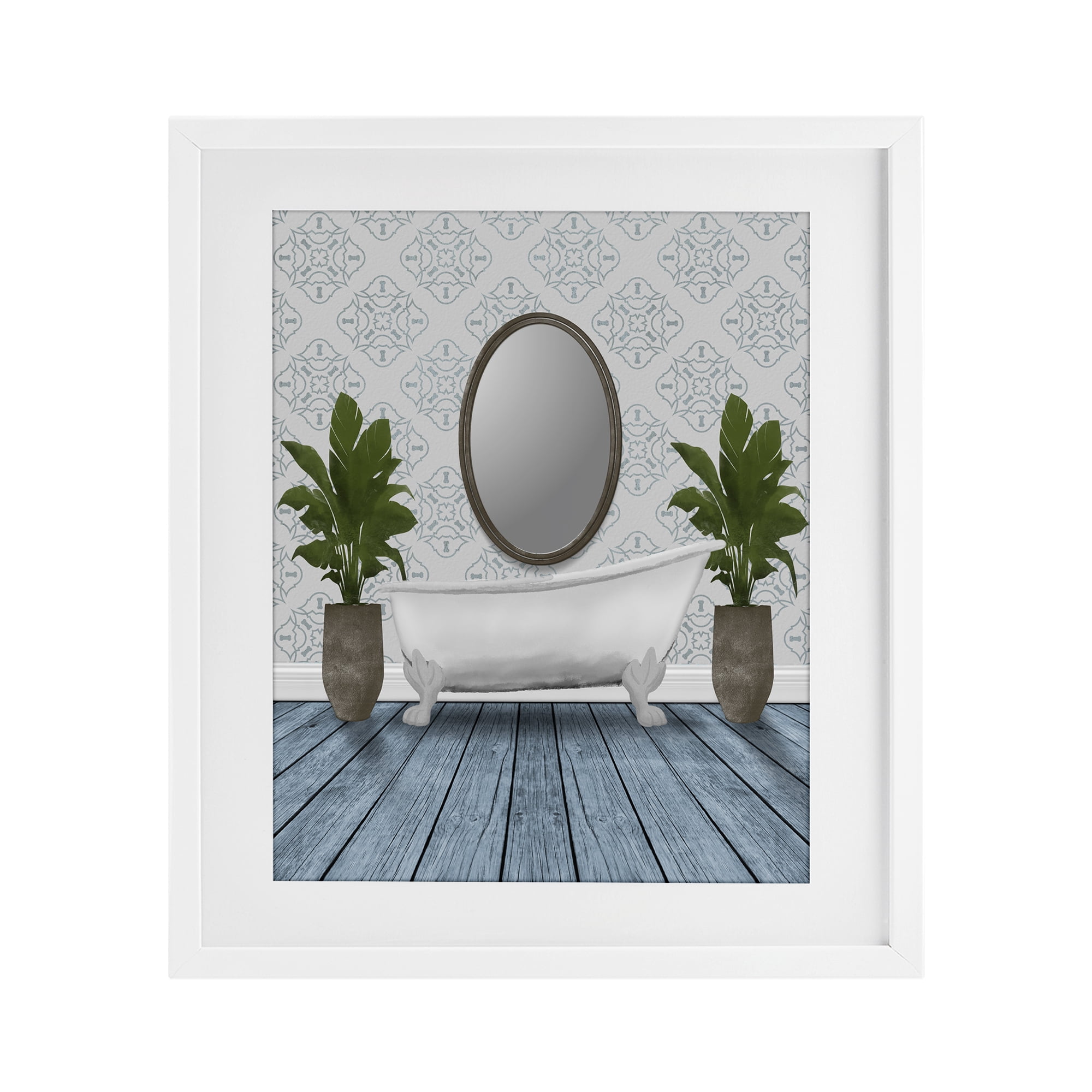 Stupell Industries Restful Wash Bathtub White Framed Print Under Glass, design by Marcus Prime