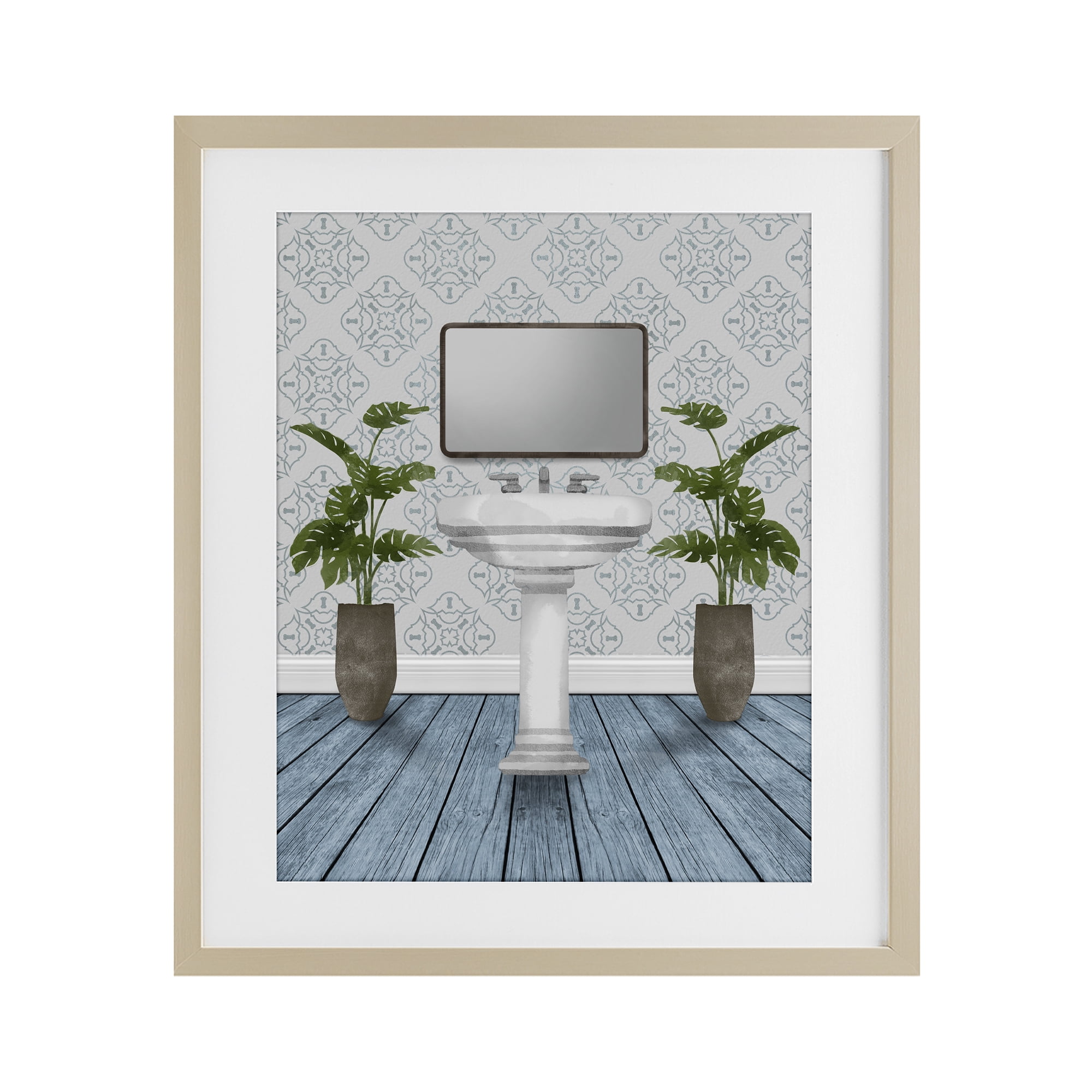 Stupell Industries Restful Wash Plants & Sink Birch Framed Print Under Glass, design by Marcus Prime