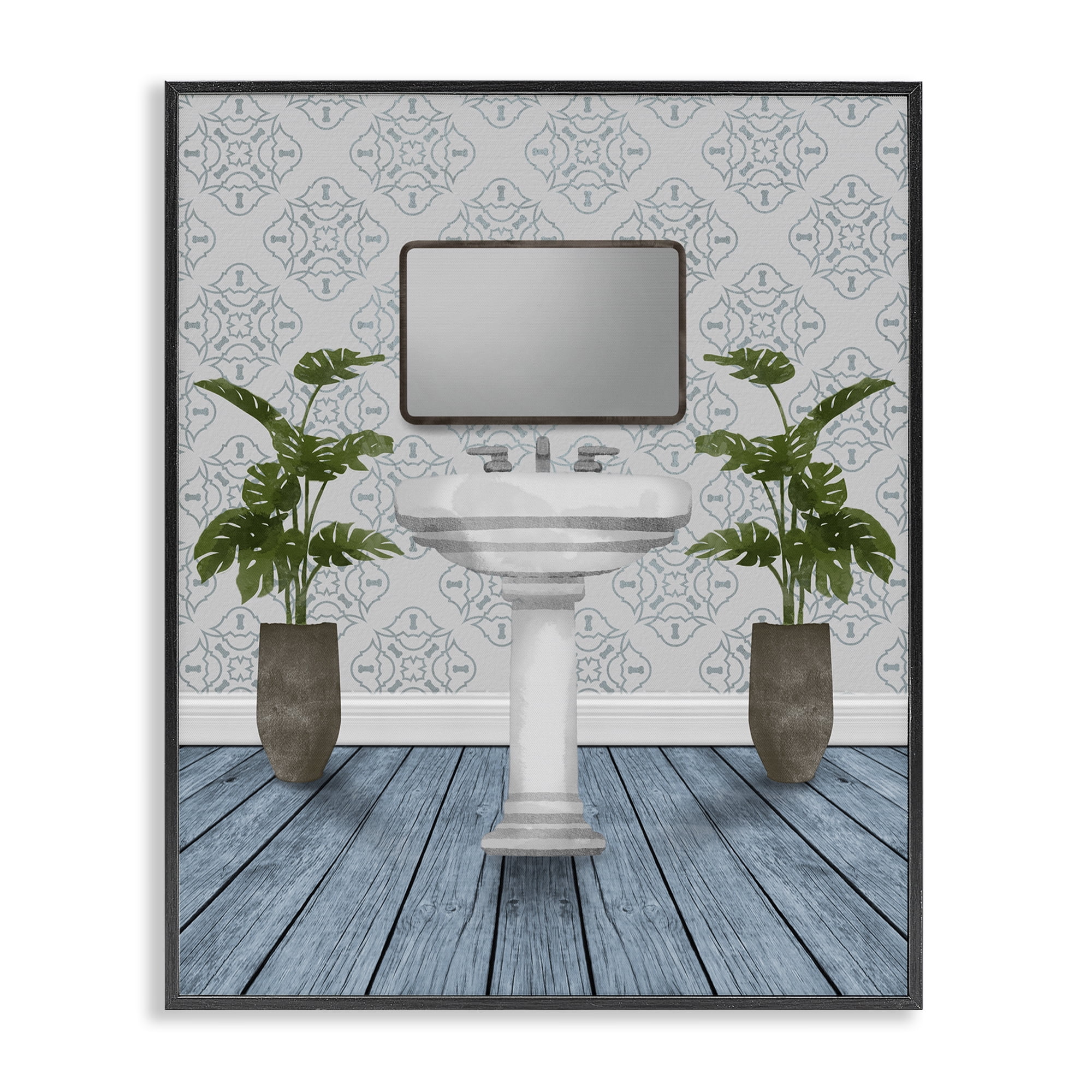 Stupell Industries Restful Wash Plants & Sink Black Framed Giclee Art, design by Marcus Prime