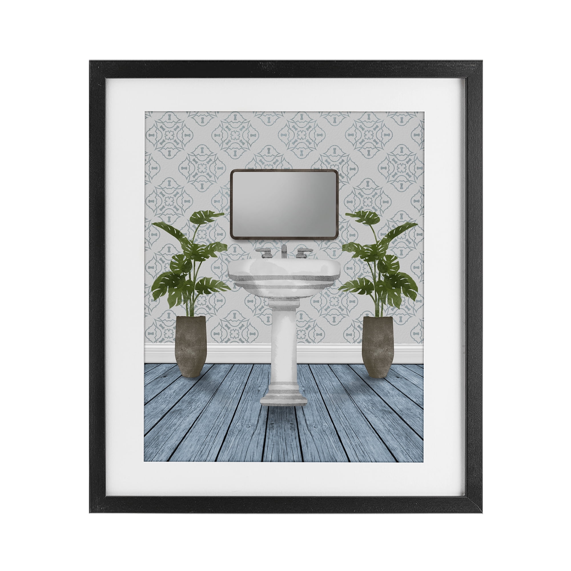Stupell Industries Restful Wash Plants & Sink Black Framed Print Under Glass, design by Marcus Prime