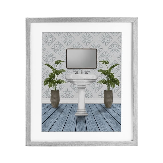 Stupell Industries Tropical Restful Wash Plants & Sink Gray Framed Print Under Glass, 17 x 21, by Marcus Prime