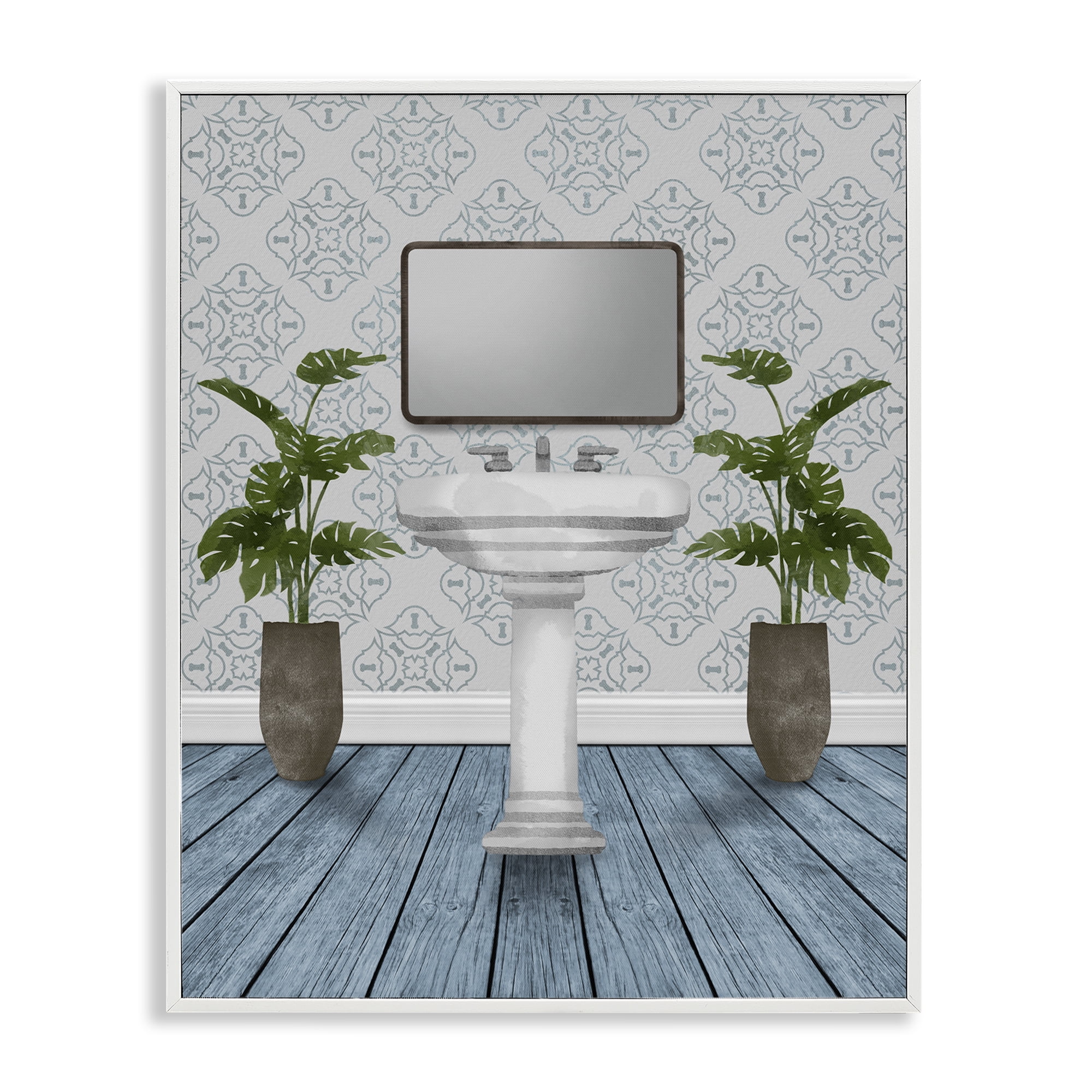 Stupell Industries Restful Wash Plants & Sink White Framed Giclee Art, design by Marcus Prime