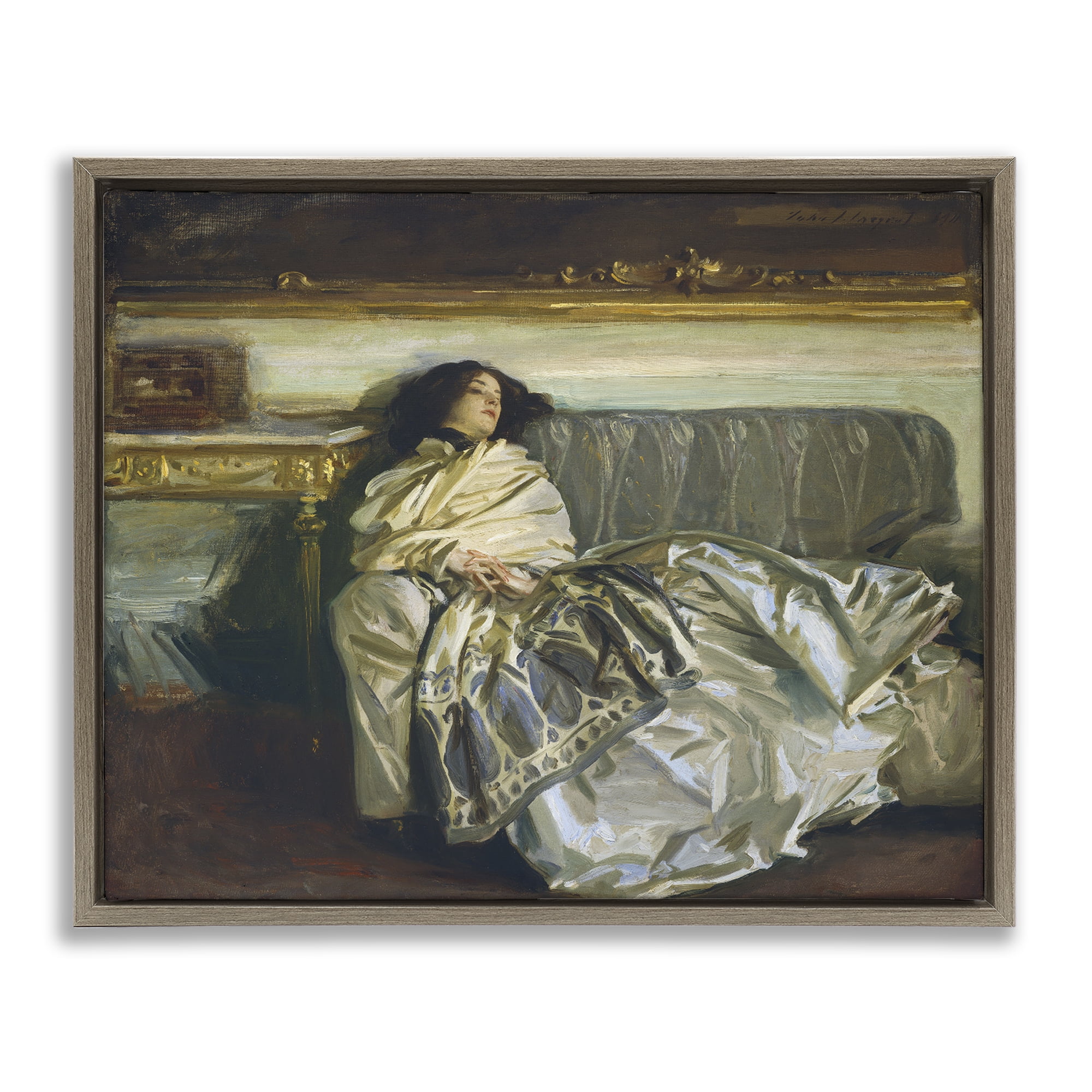 Stupell Industries Restful Woman Classic Brown Framed Floater Canvas Wall Art, design by Lil' Rue