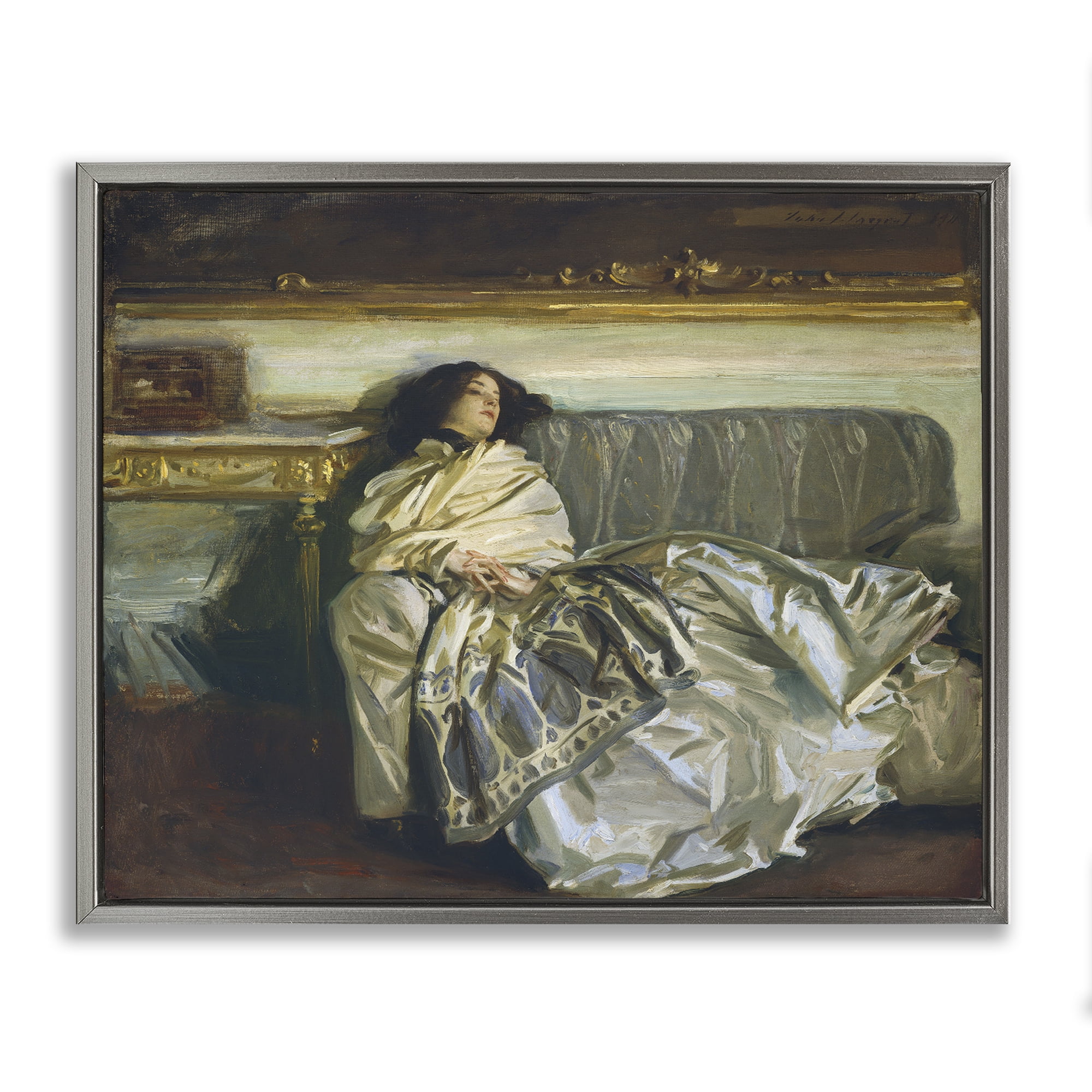 Stupell Industries Restful Woman Classic Gray Framed Floater Canvas Wall Art, design by Lil' Rue
