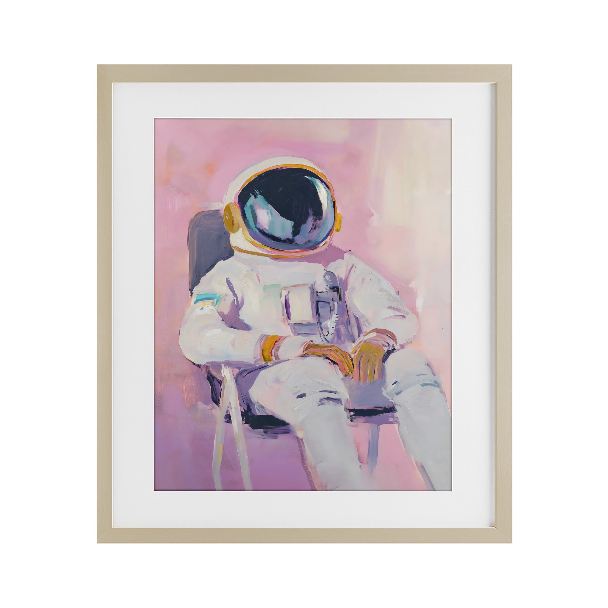Stupell Industries Resting Astronaut on Chair Birch Framed Print Under Glass, design by The Prints Vibe