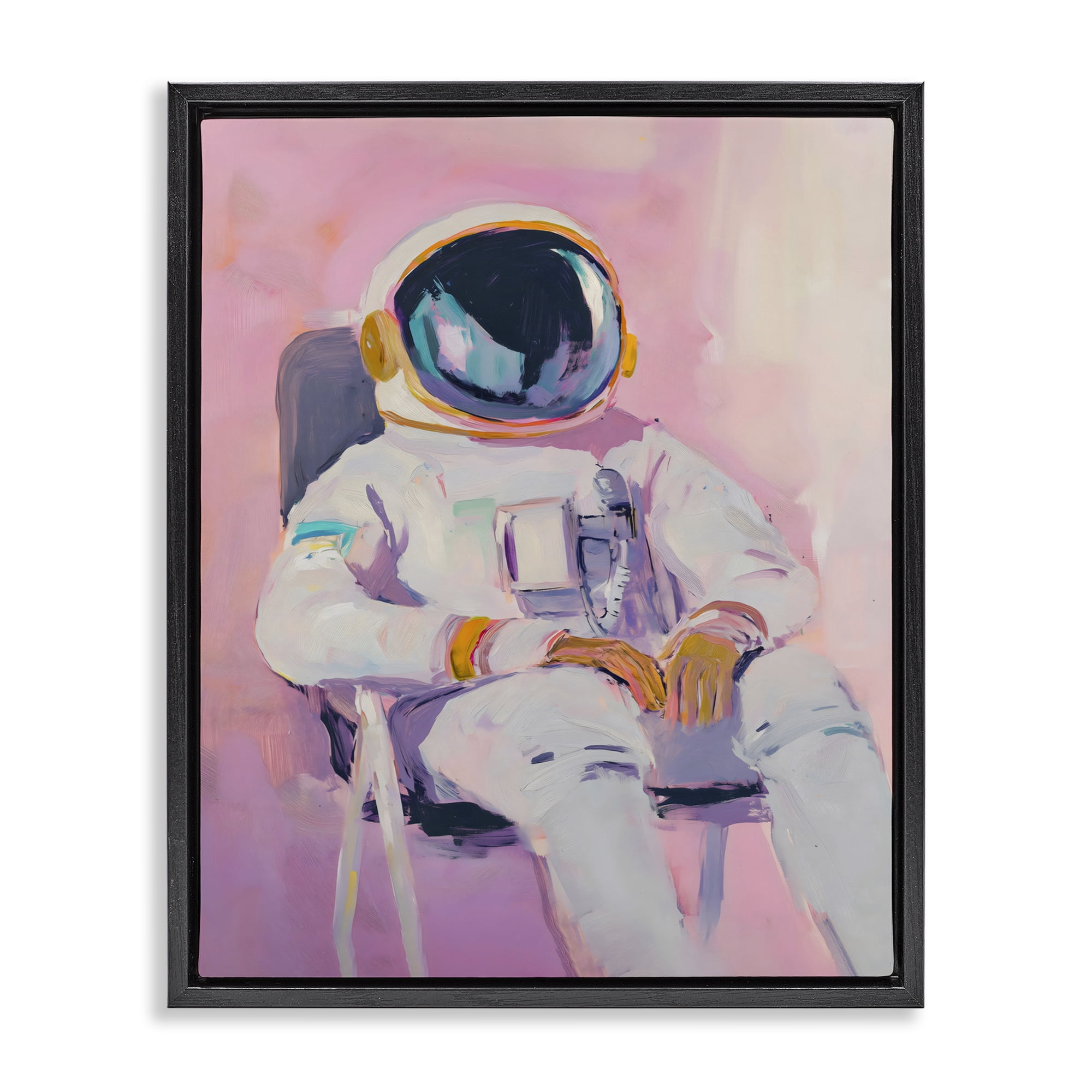 Stupell Industries Resting Astronaut on Chair Black Framed Floater Canvas Wall Art, design by The Prints Vibe