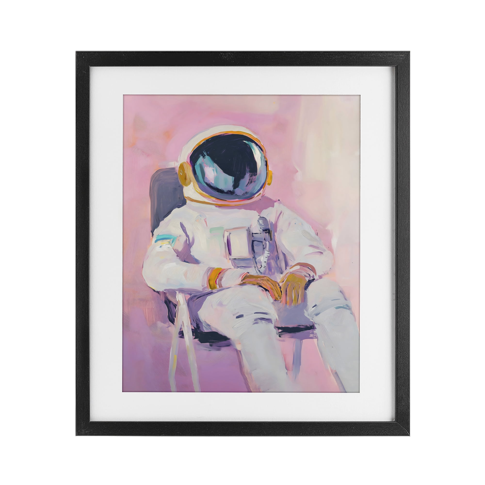 Stupell Industries Resting Astronaut on Chair Black Framed Print Under Glass, design by The Prints Vibe