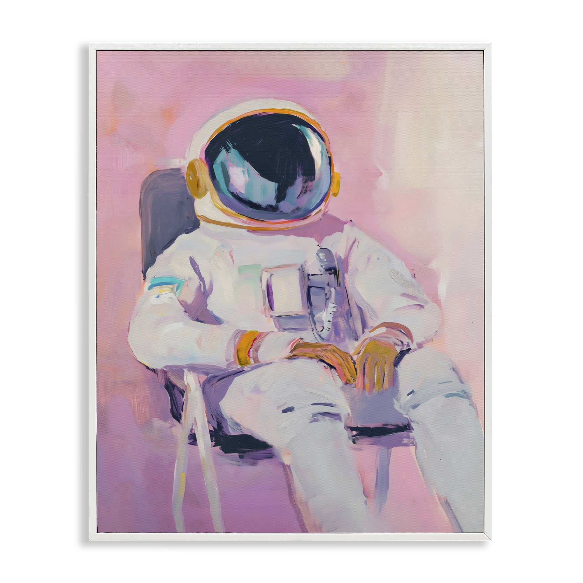Stupell Industries Resting Astronaut on Chair White Framed Giclee Art, design by The Prints Vibe