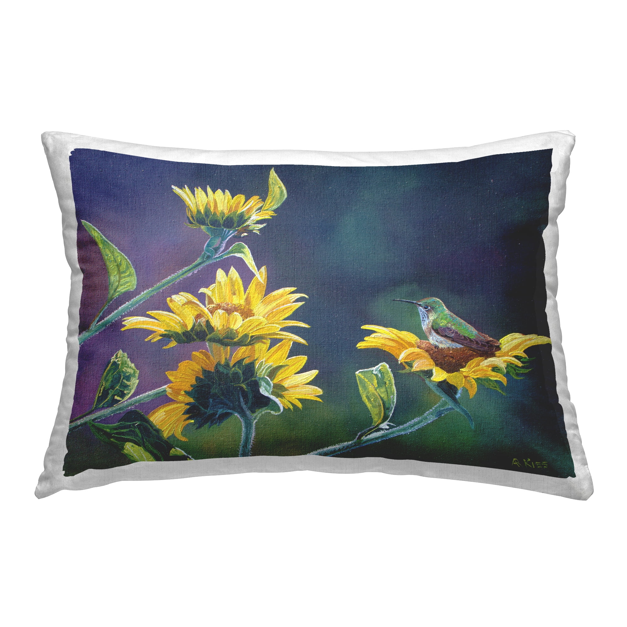 Stupell Industries Resting Birds on Sunflowers Decorative Printed Throw Pillow Design by Andrew Kiss.