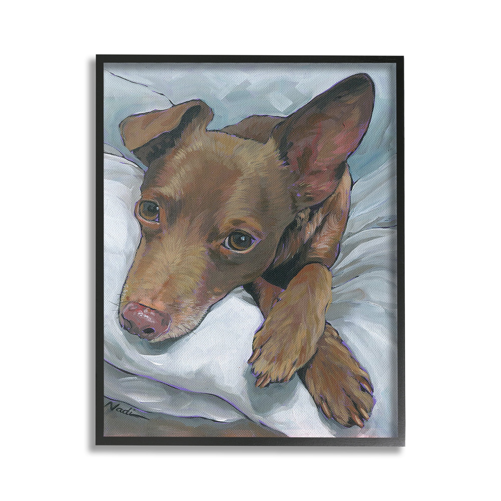 Stupell Industries Resting Dog Portrait Animals & Insects Painting Black Framed Art Print Wall Art, 24 x 30