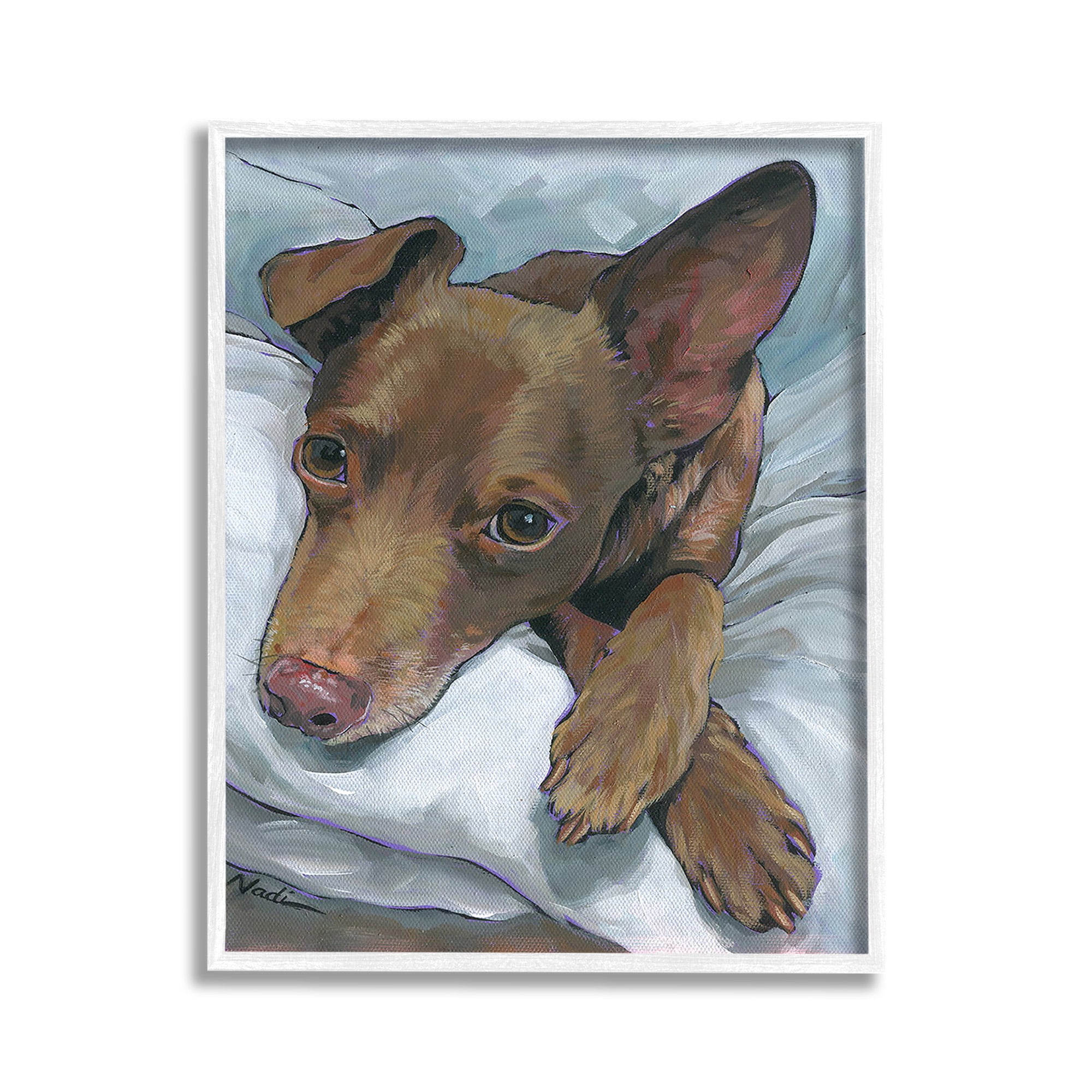Stupell Industries Resting Dog Portrait Animals & Insects Painting White Framed Art Print Wall Art, 11 x 14