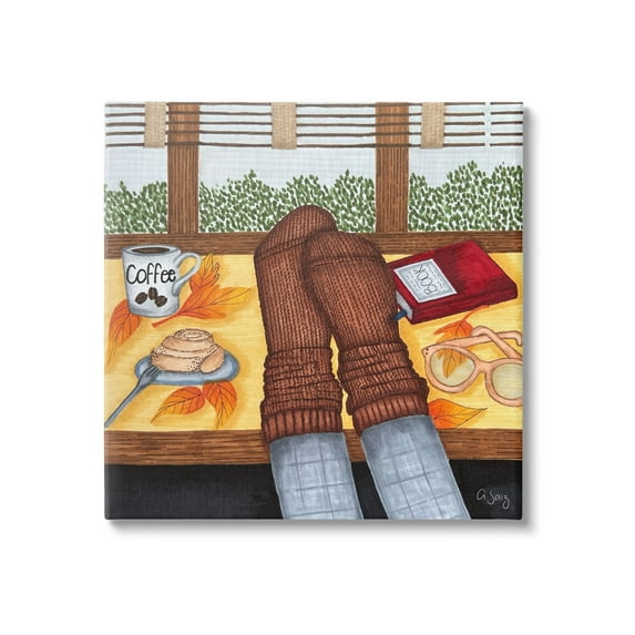Stupell Industries Resting Feet Autumn Cozy Coffee Food & Beverage Painting Gallery Wrapped Canvas Print Wall Art
