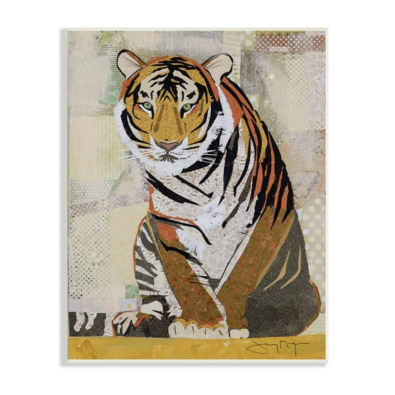 Stupell Industries Resting Jungle Tiger over Abstract Patterns, 10 x 15, Designed by Jenny McGee