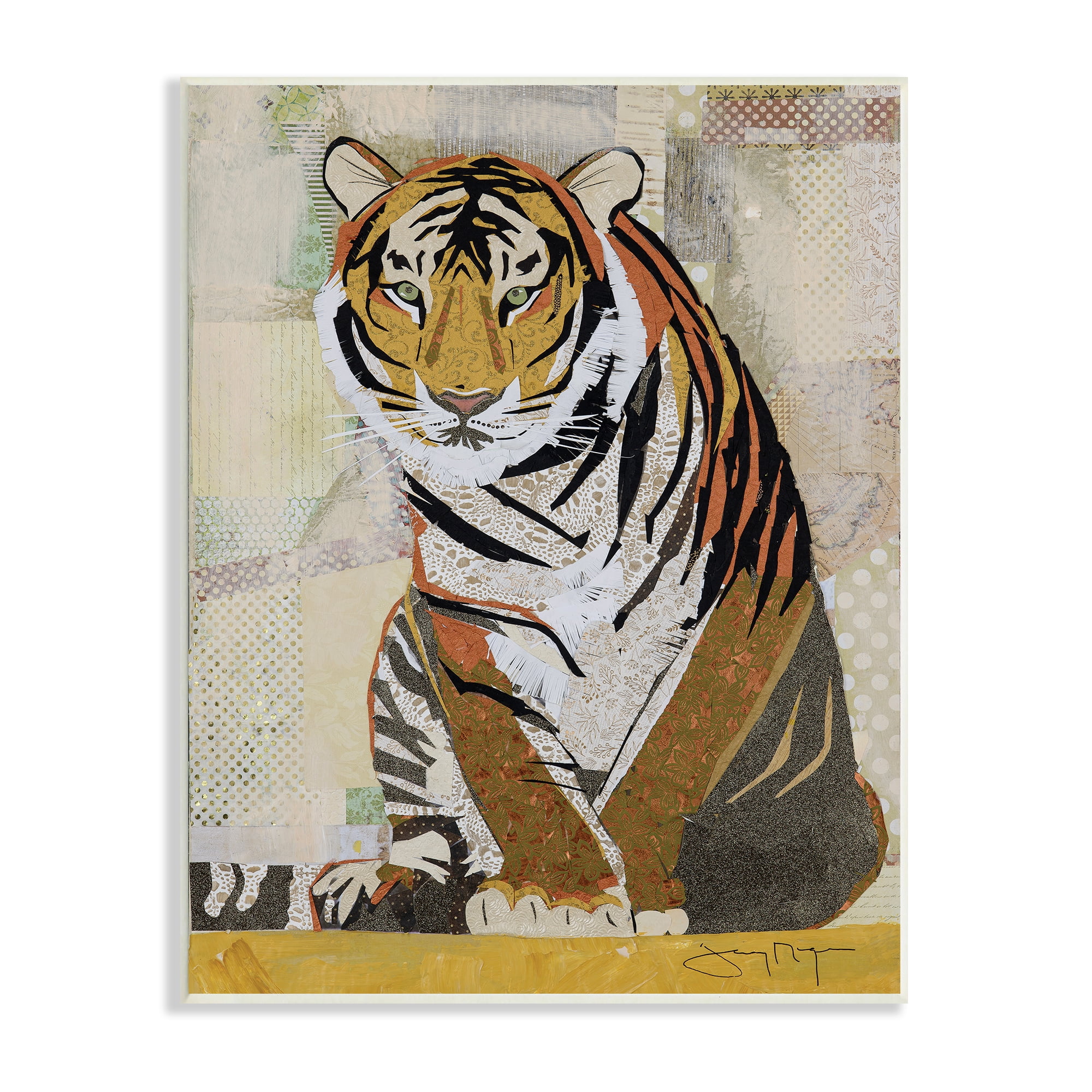 Stupell Industries Resting Jungle Tiger over Abstract Patterns, 13 x 19, Designed by Jenny McGee