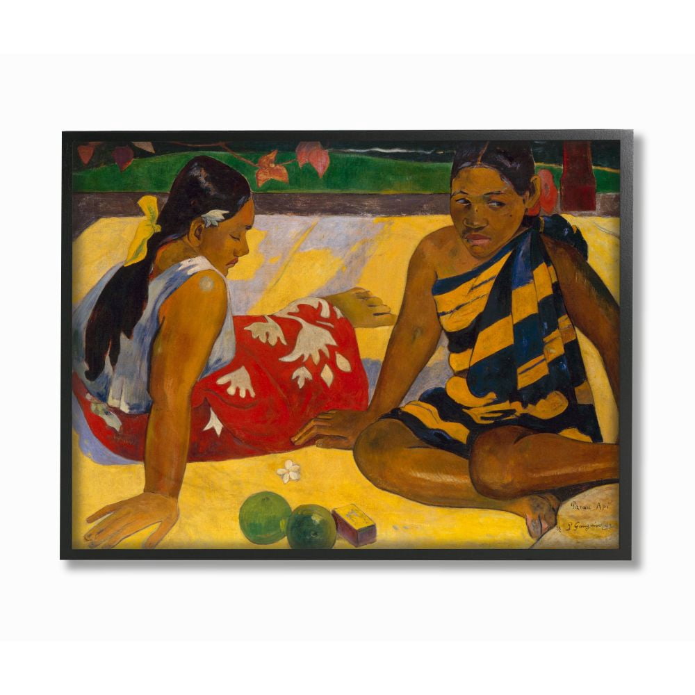 Stupell Industries Resting Portraits Native Figures Classic Painting Black Framed Art Print Wall Art, 16x20, by Paul Gauguin