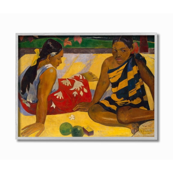 Stupell Industries Resting Portraits Native Figures Classic Painting Framed Wall Art by Paul Gauguin, 16" x 20", Gray Framed