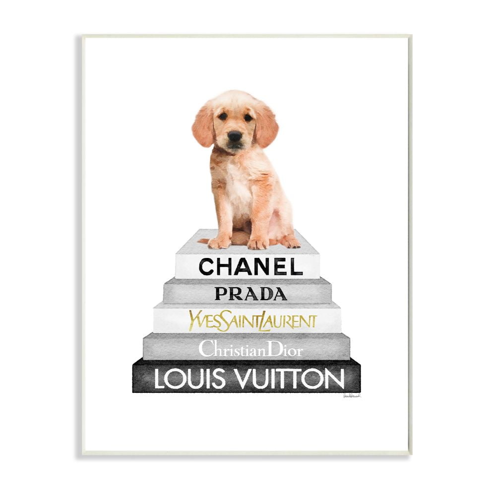 White Glam Fashion Icon Bookstack Wood Wall Art