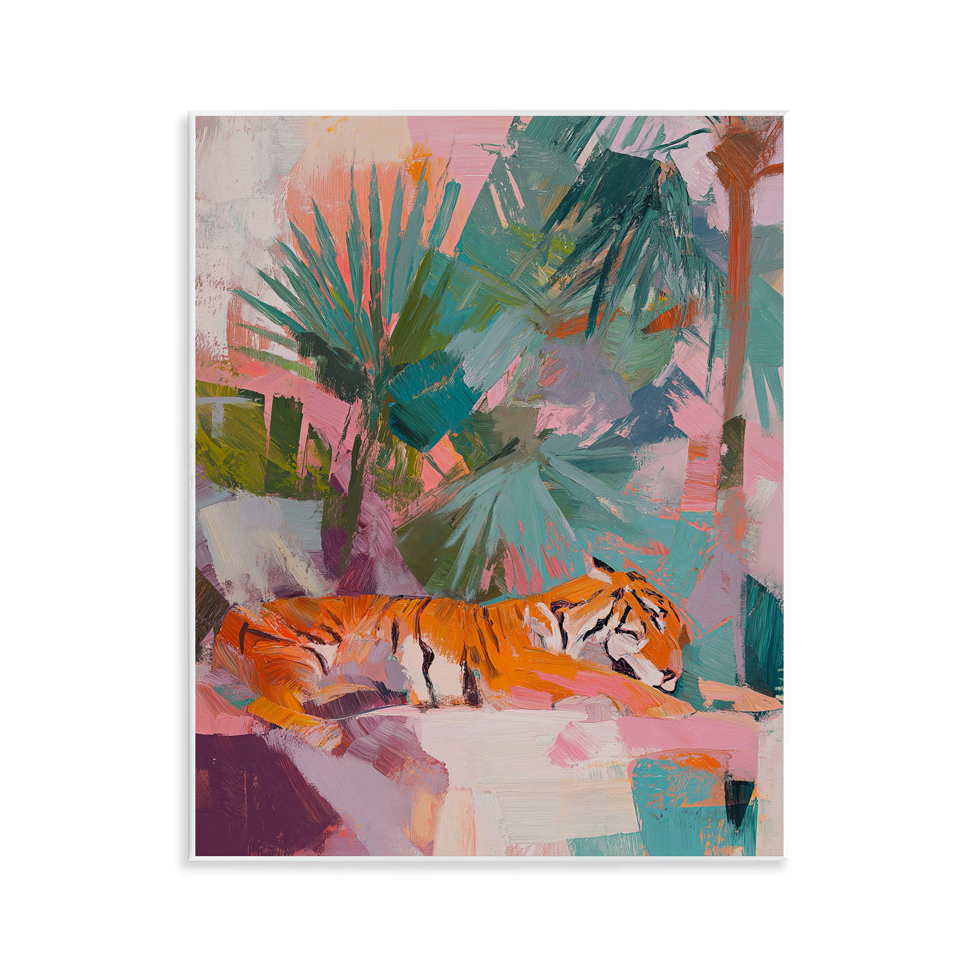 Stupell Industries Resting Tiger Beneath Leaves Wall Plaque Art, design by Svetlana Aleynikova