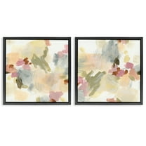 Stupell Industries Restless Abstract Splotches Abstract Painting Black Floater Framed Canvas Art Print Wall Art, 18 x 18, Set of 2