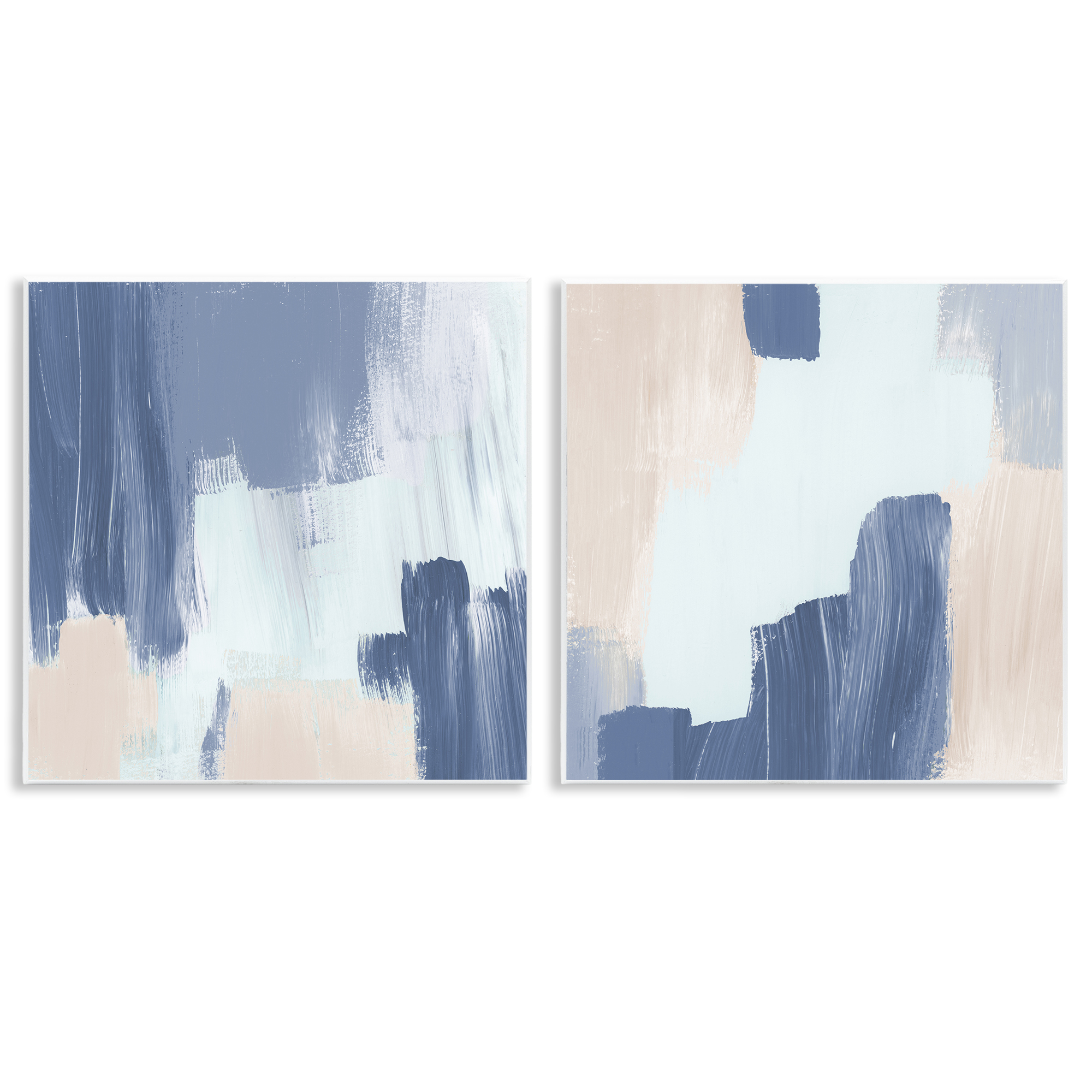 Stupell Industries Restless Blue Brush Strokes Abstract Painting Unframed Art Print Wall Art, 12 x 12, Set of 2