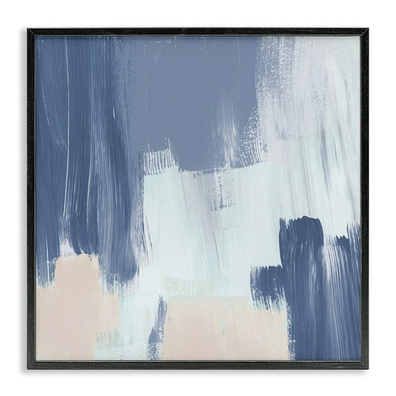 Stupell Industries Restless Blue Mind Abstract Abstract Painting Black Framed Art Print Wall Art, 12 x 12