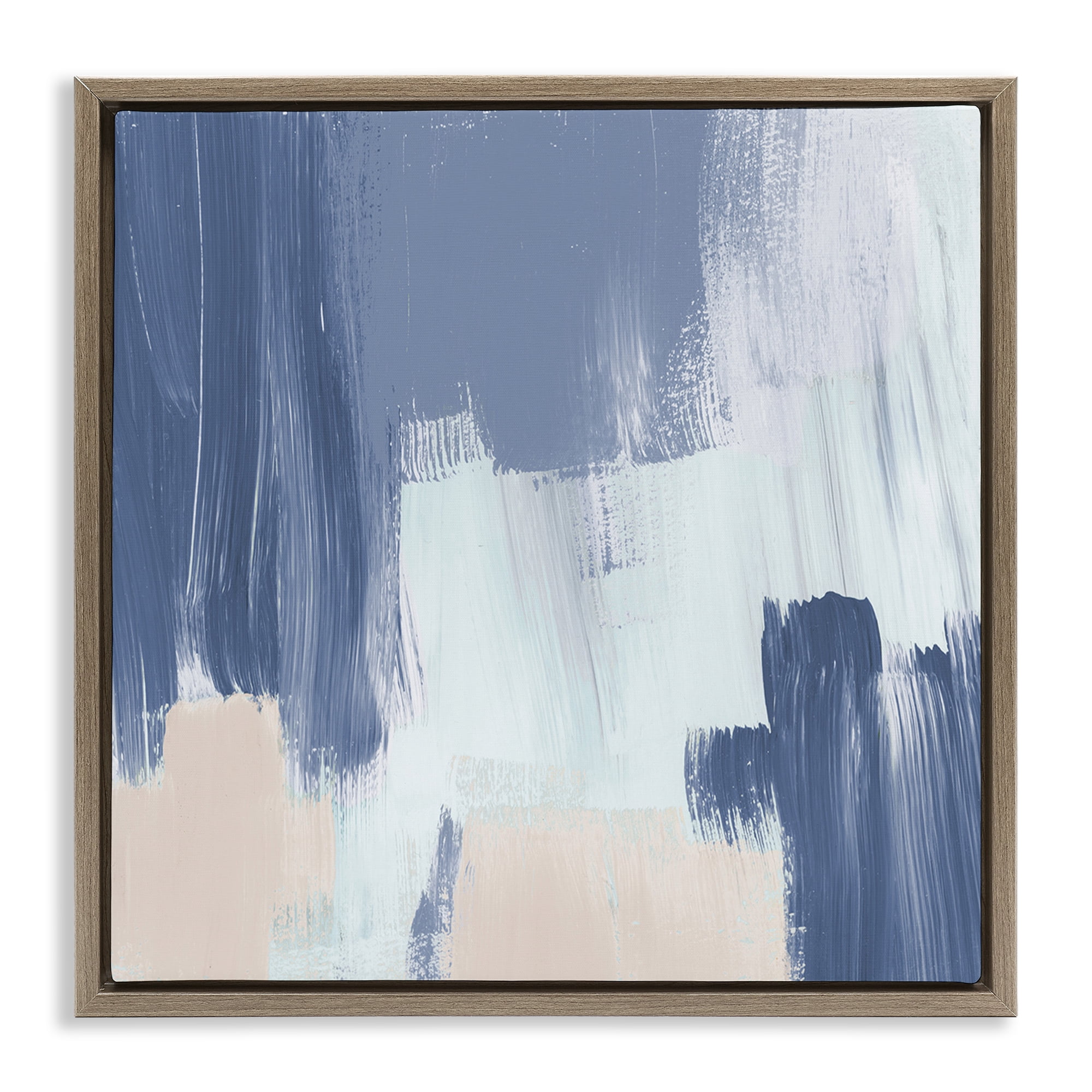 Stupell Industries Restless Blue Mind Abstract Abstract Painting Brown Floater Framed Canvas Art Print Wall Art, 18 x 18