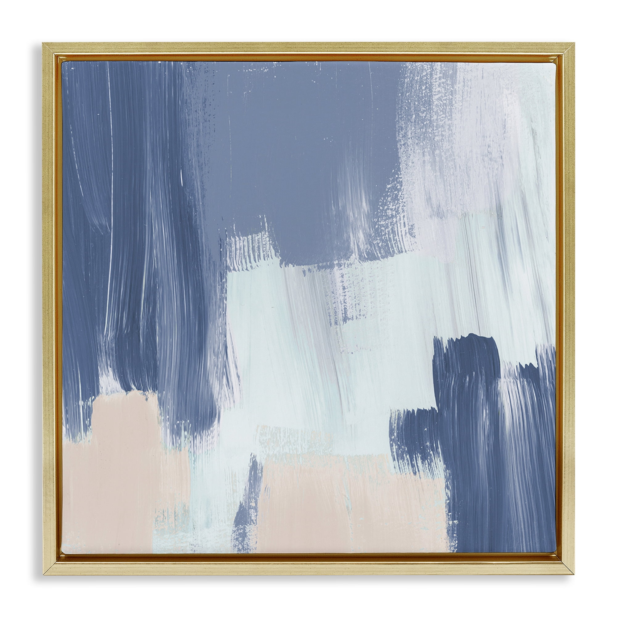 Stupell Industries Restless Blue Mind Abstract Abstract Painting Gold Floater Framed Canvas Art Print Wall Art, 18 x 18