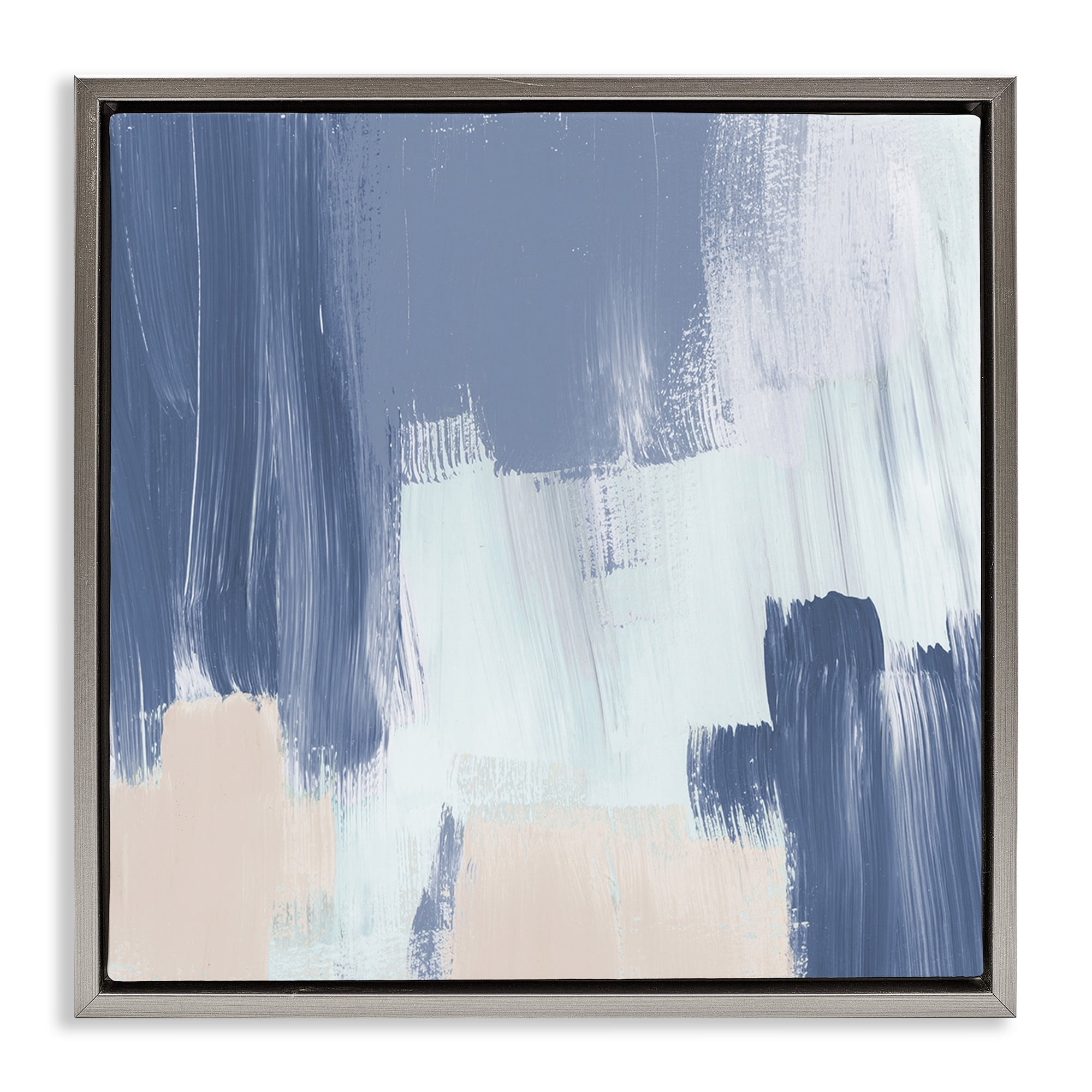 Stupell Industries Restless Blue Mind Abstract Abstract Painting Gray Floater Framed Canvas Art Print Wall Art, 25 x 25